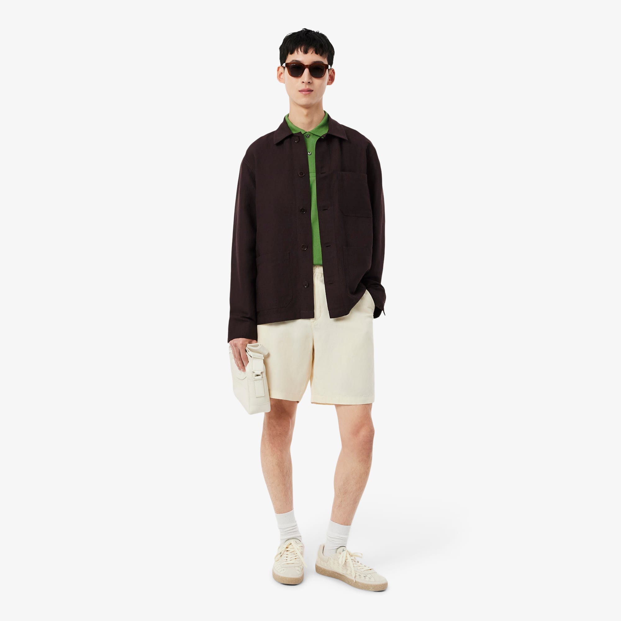 Linen Blend Overshirt - Brown