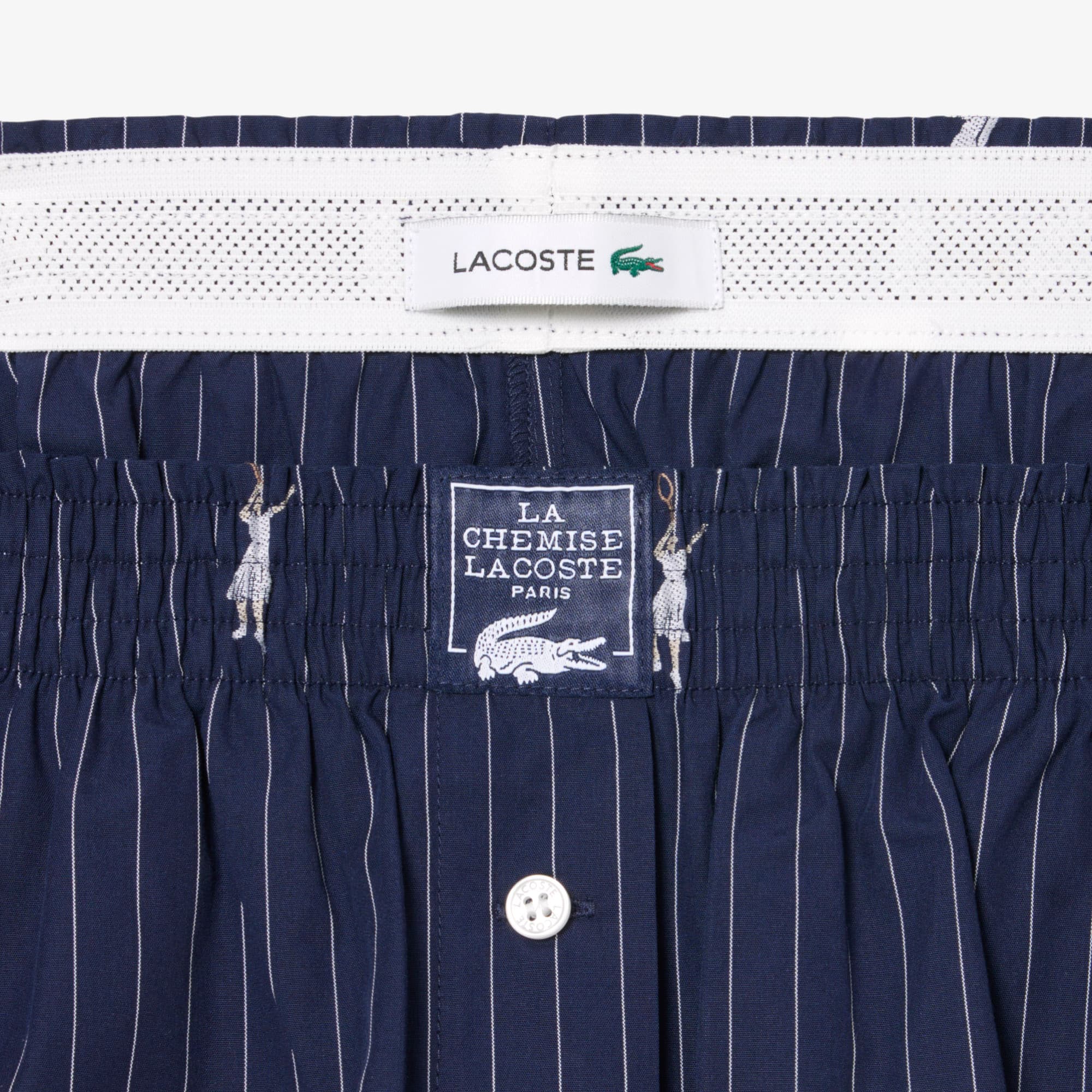 Cotton Poplin Boxer Shorts - Navy Blue / White