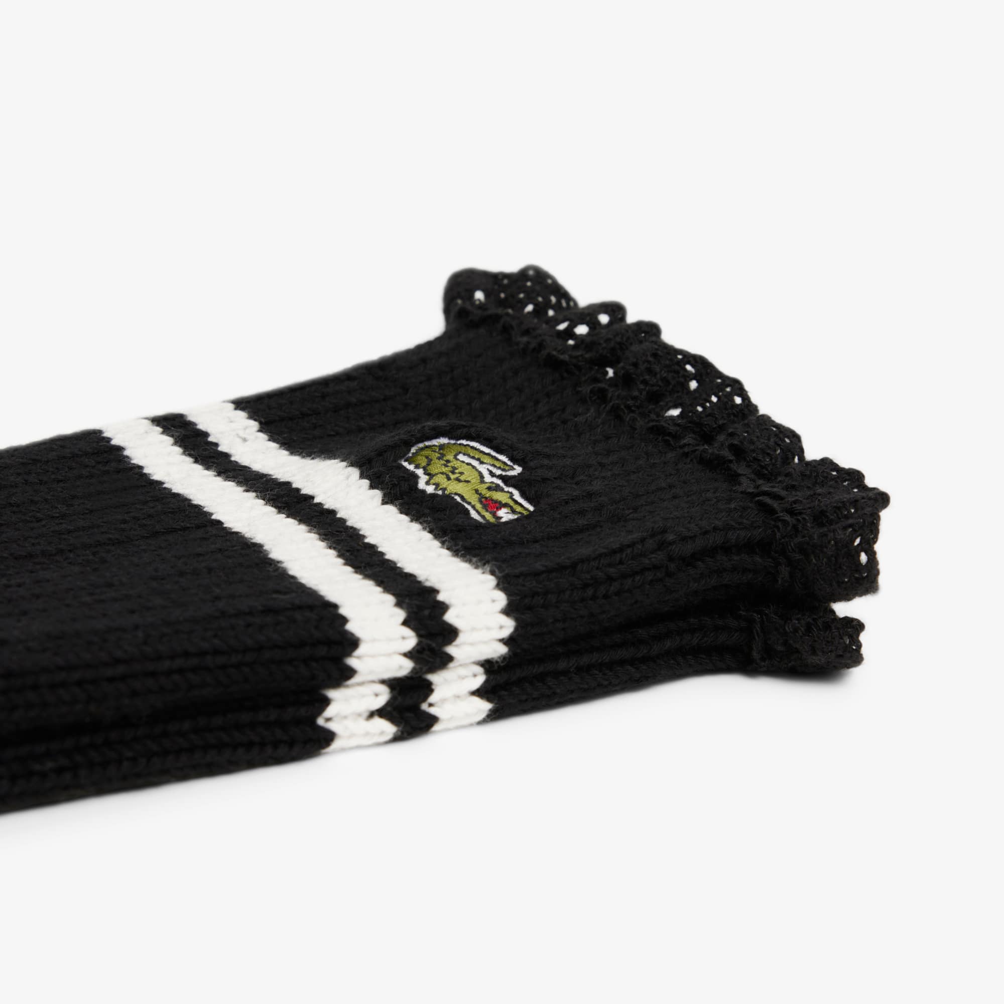 Women's Lace Edge Ribbed Socks - Black