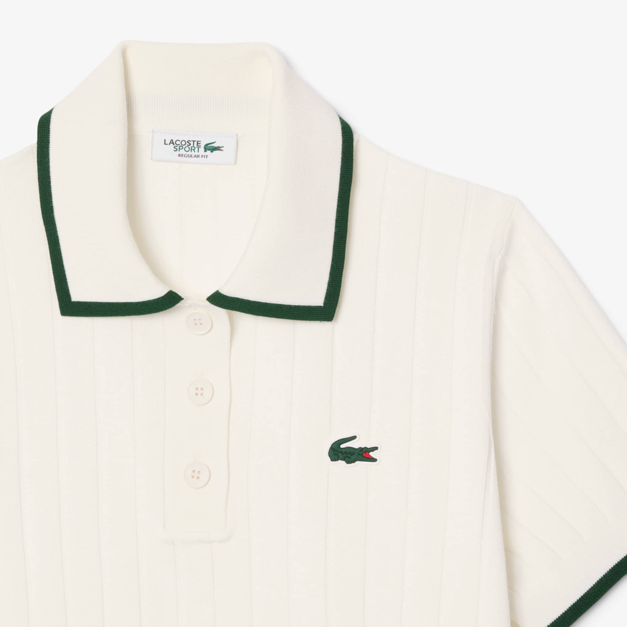 Women's Short Sleeve Polo Collar Golf Sweater - White / Green