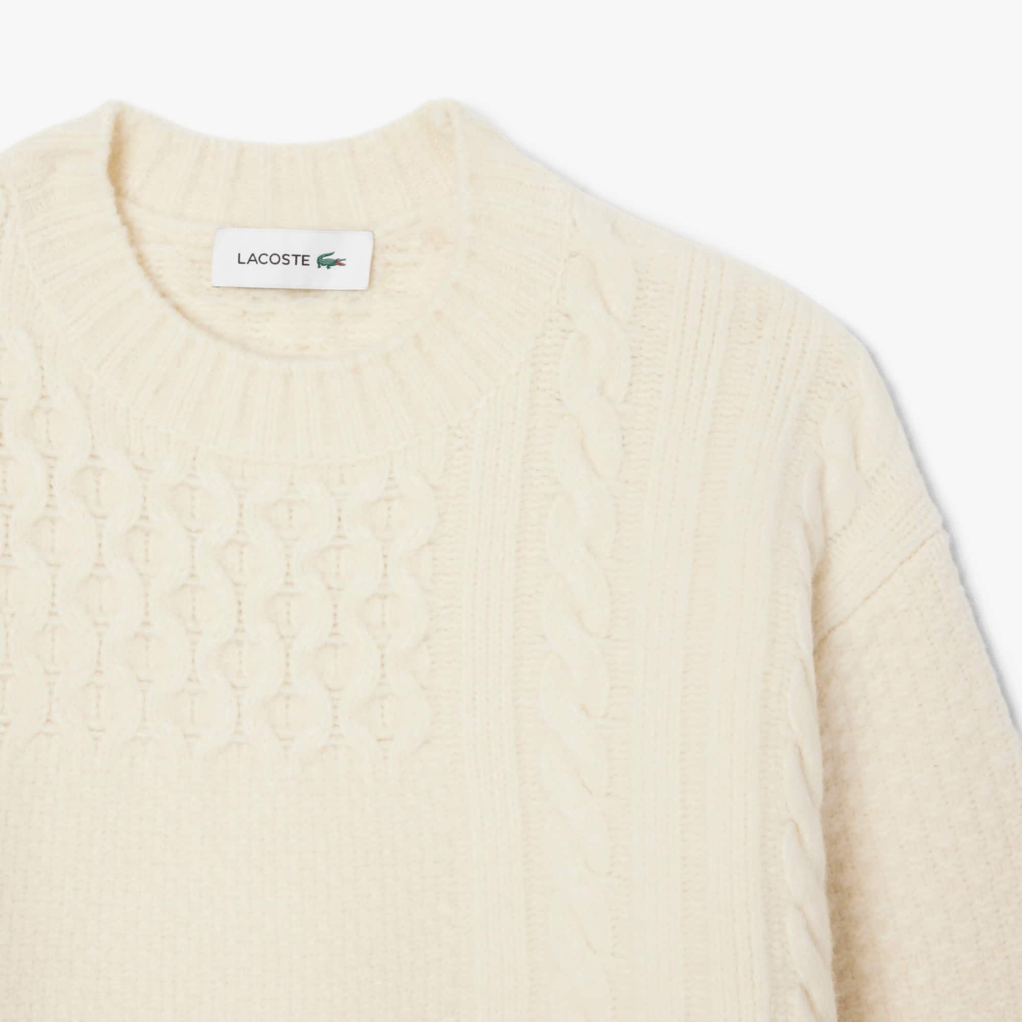 Women's Patchwork Effect Wool Sweater Dress - Cream