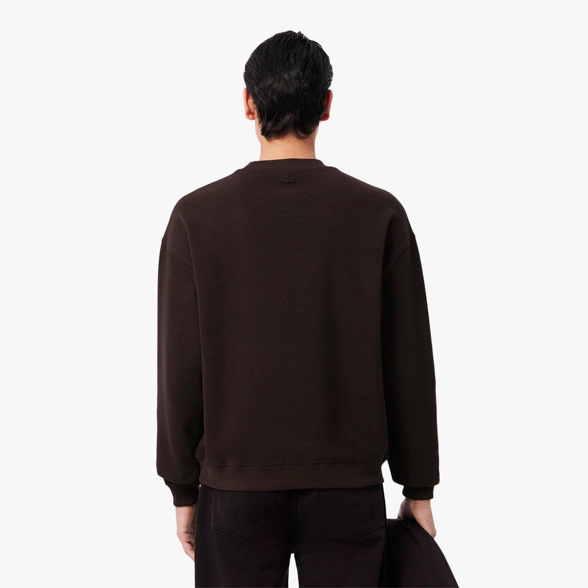 Double Face Piqué Badge Sweatshirt - Brown