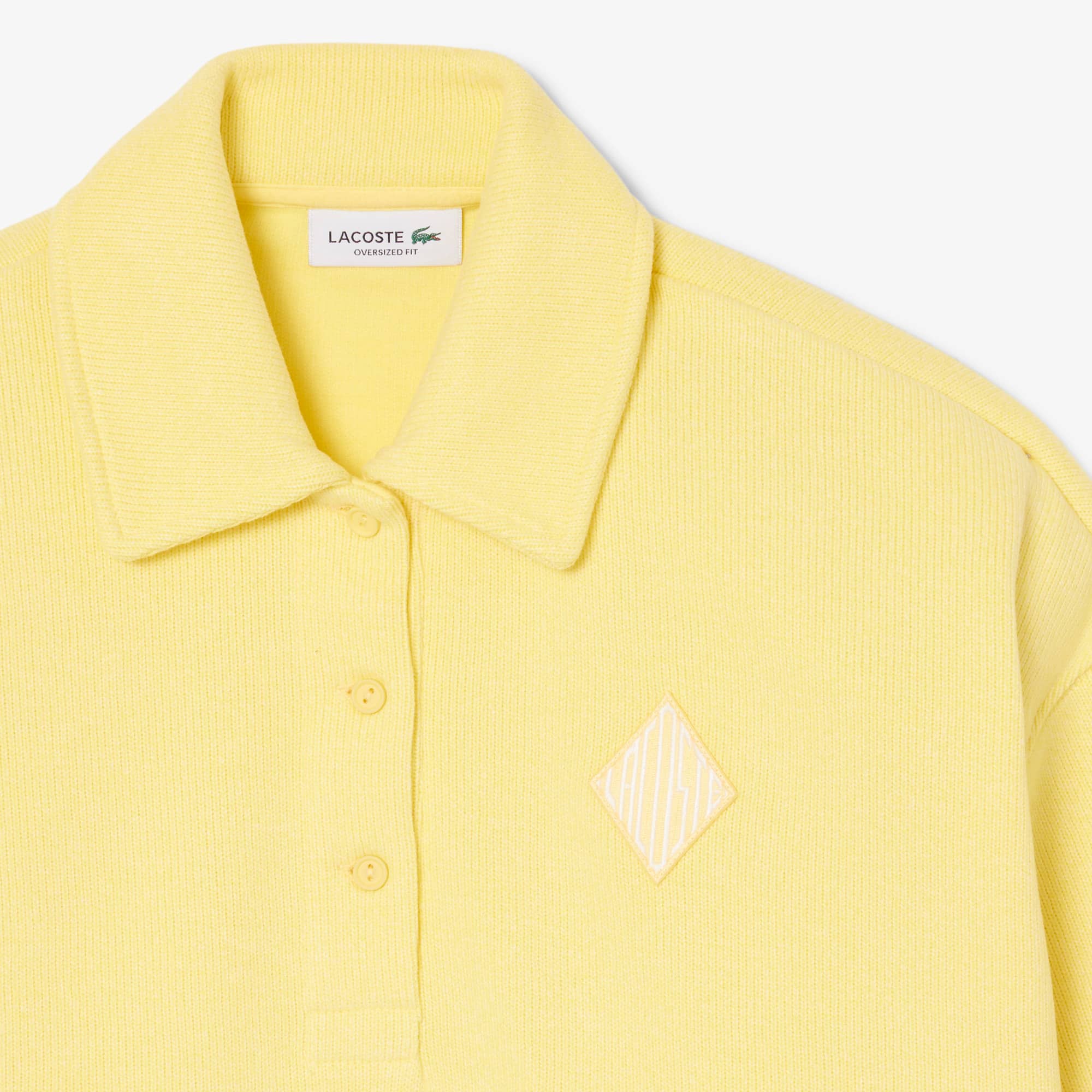 Oversized Ribbed Polo Sweatshirt - Blanc