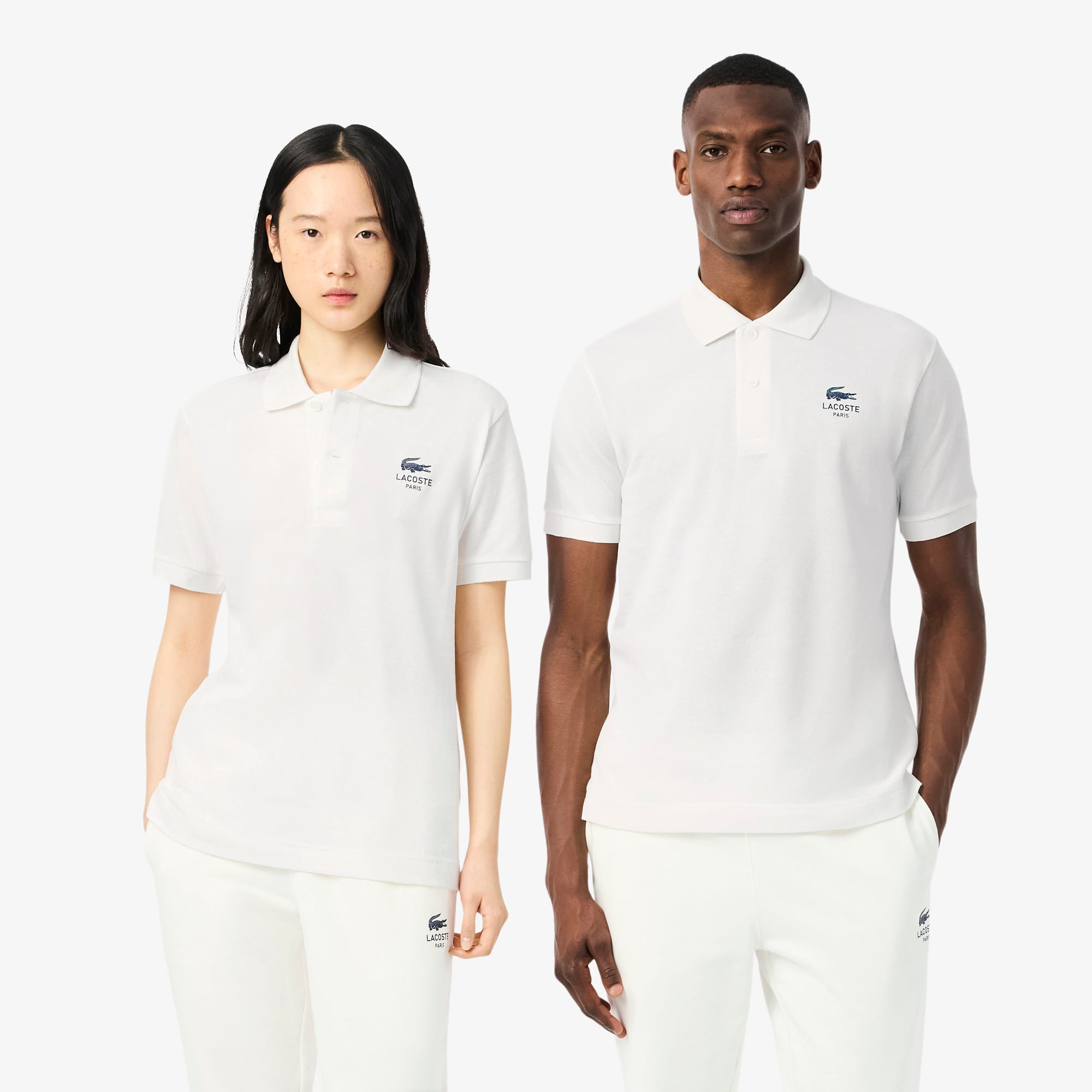 Unisex Classic Fit Signature Print Polo - White