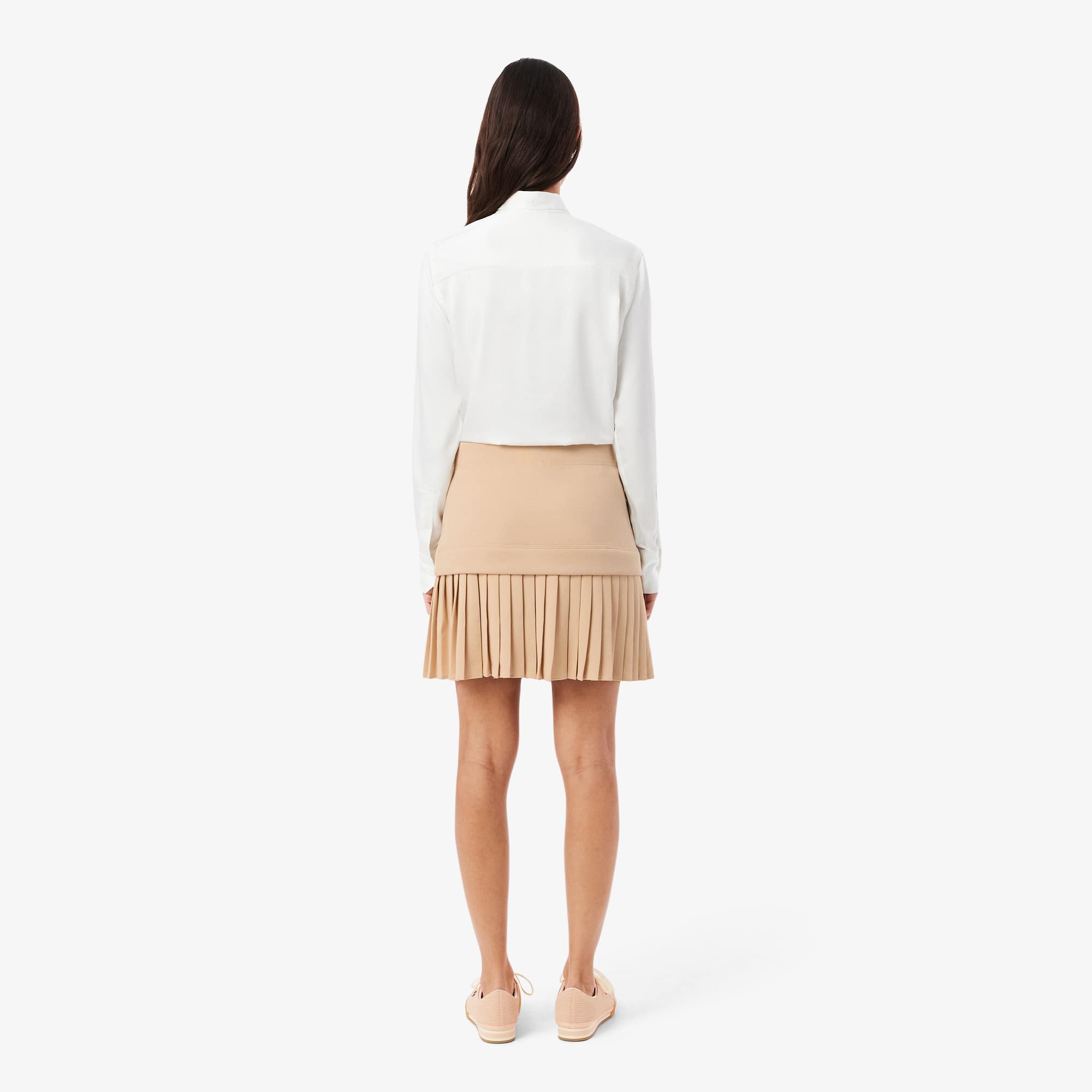 Pleated Cotton Skirt - Beige