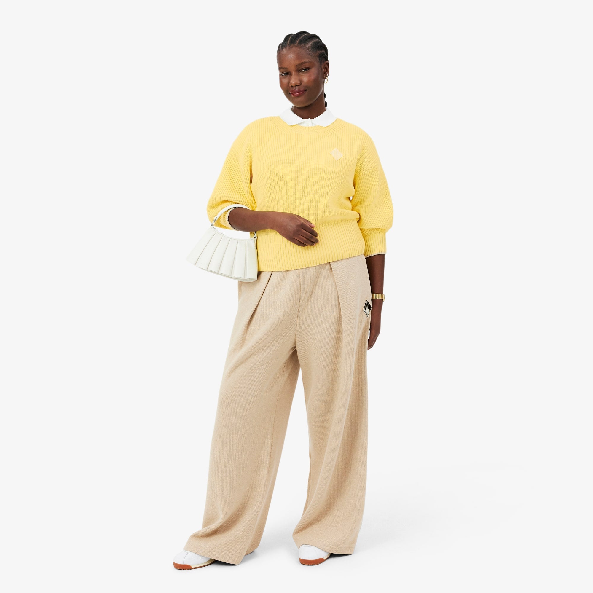 Cotton Crew Neck Sweater - Pastel yellow
