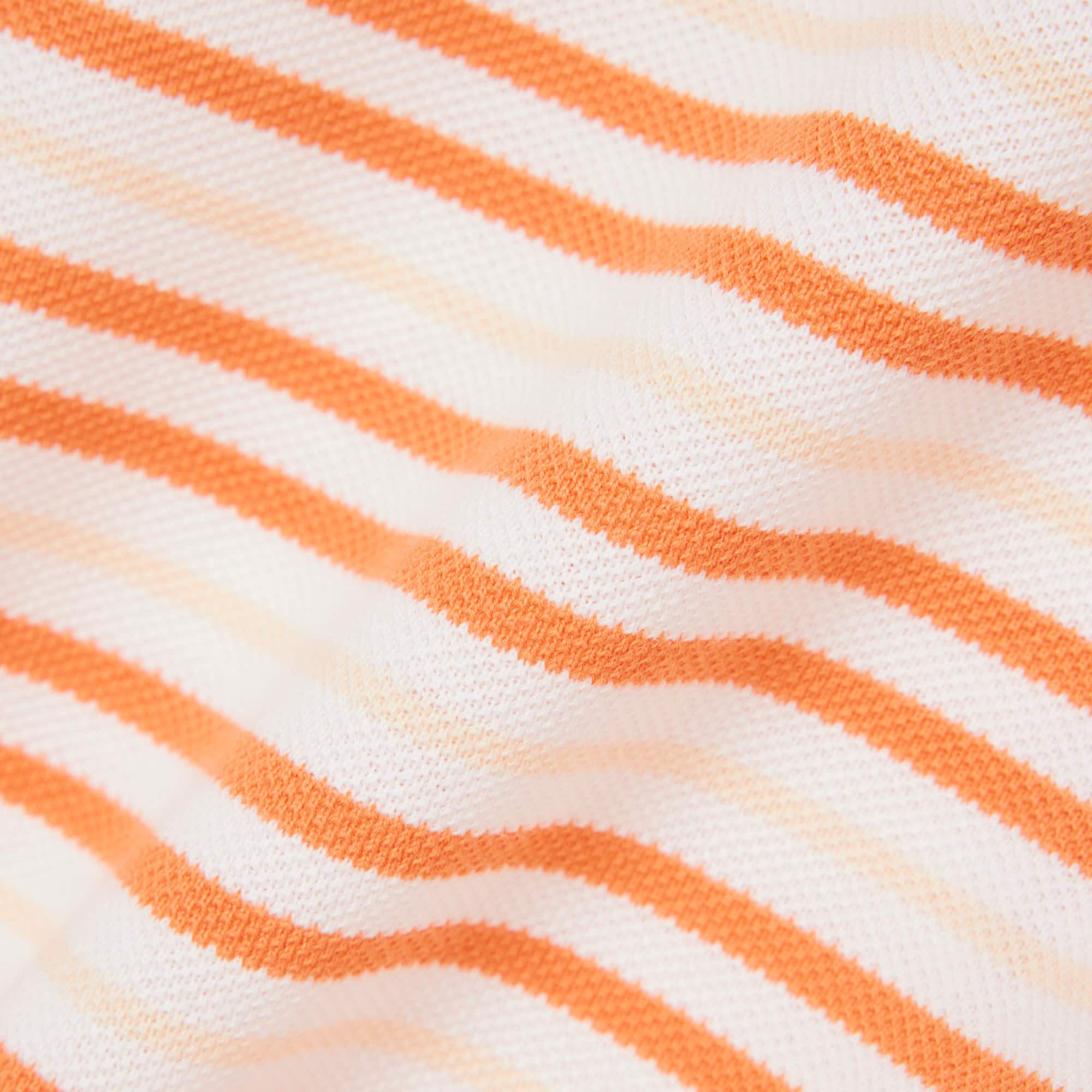 Classic Fit Striped Petit Piqué Polo - Orange / Blanc
