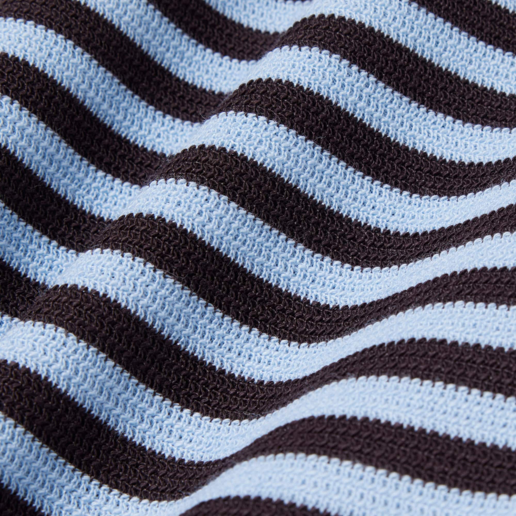 Regular Fit Striped Cotton Shorts - Bleu Clair / Marron