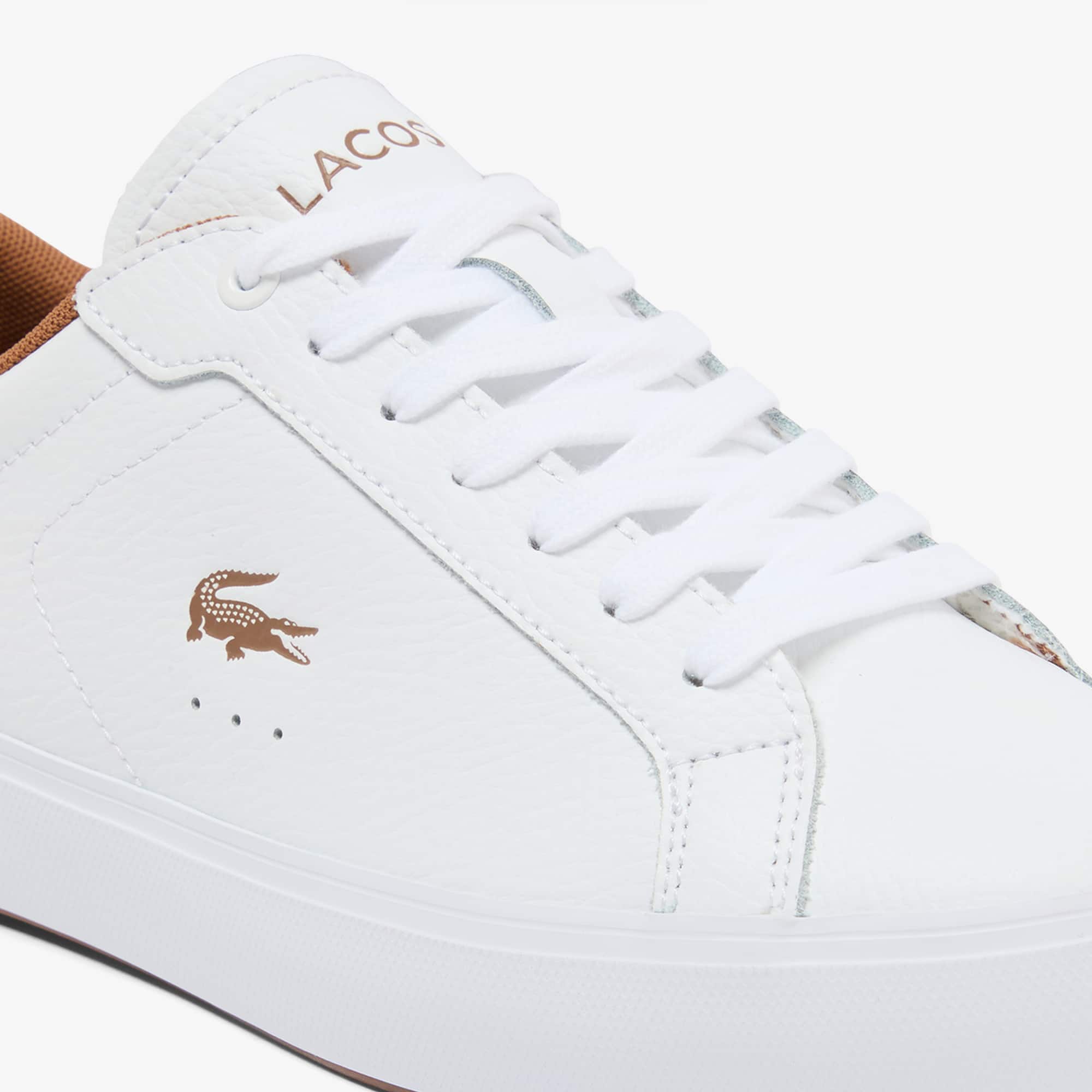 Women's Powercourt Leather Sneakers - WHITE/BROWN