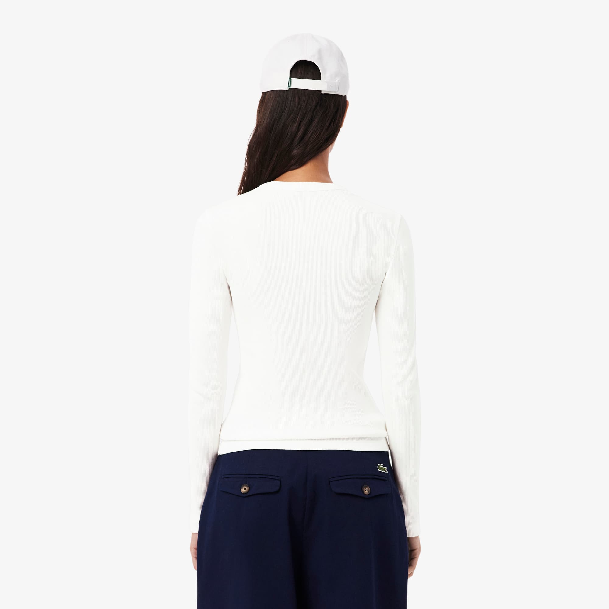 Women's Slim Fit Ribbed Cotton T-Shirt - White