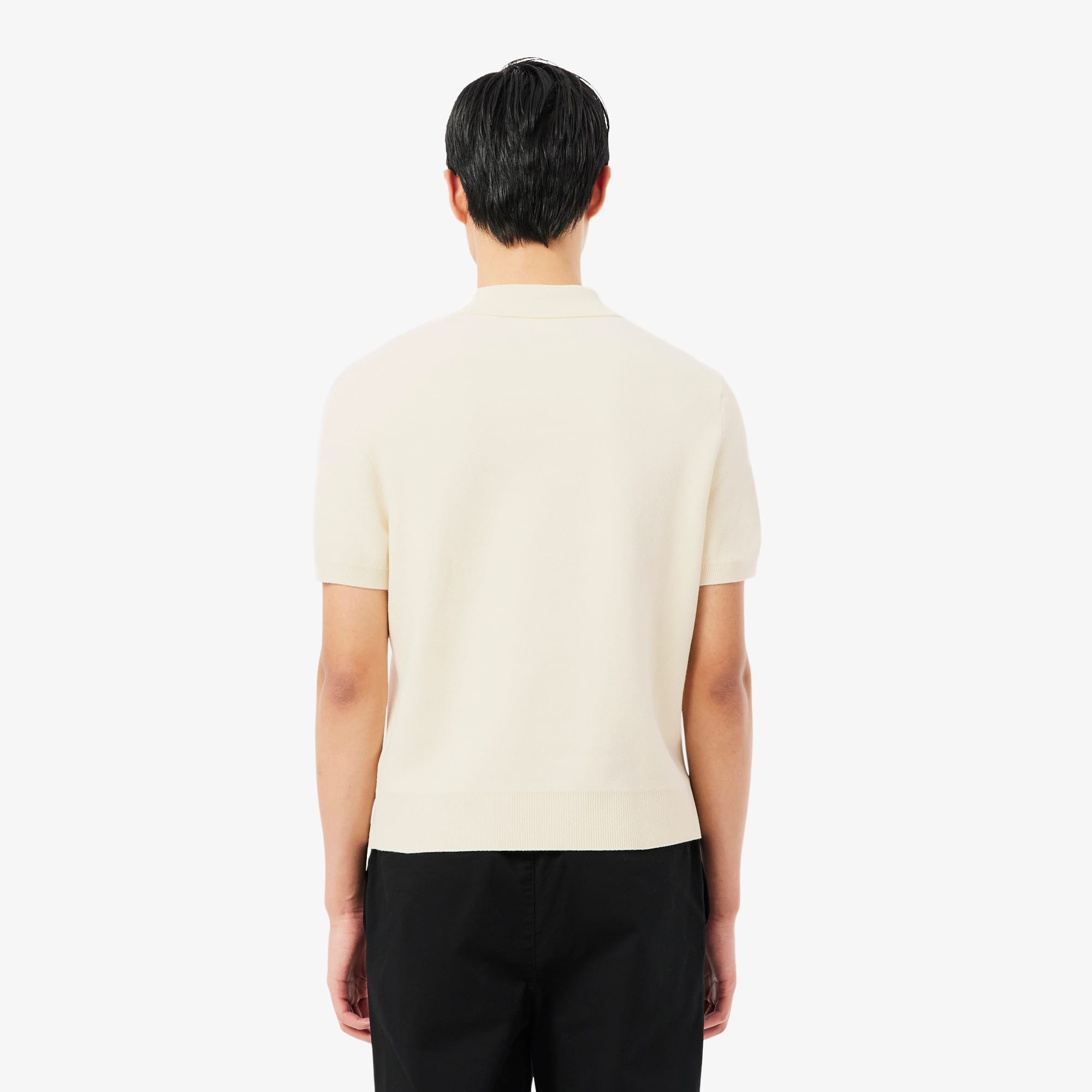 Made In France Badge Accent Polo Collar Sweater - Cream