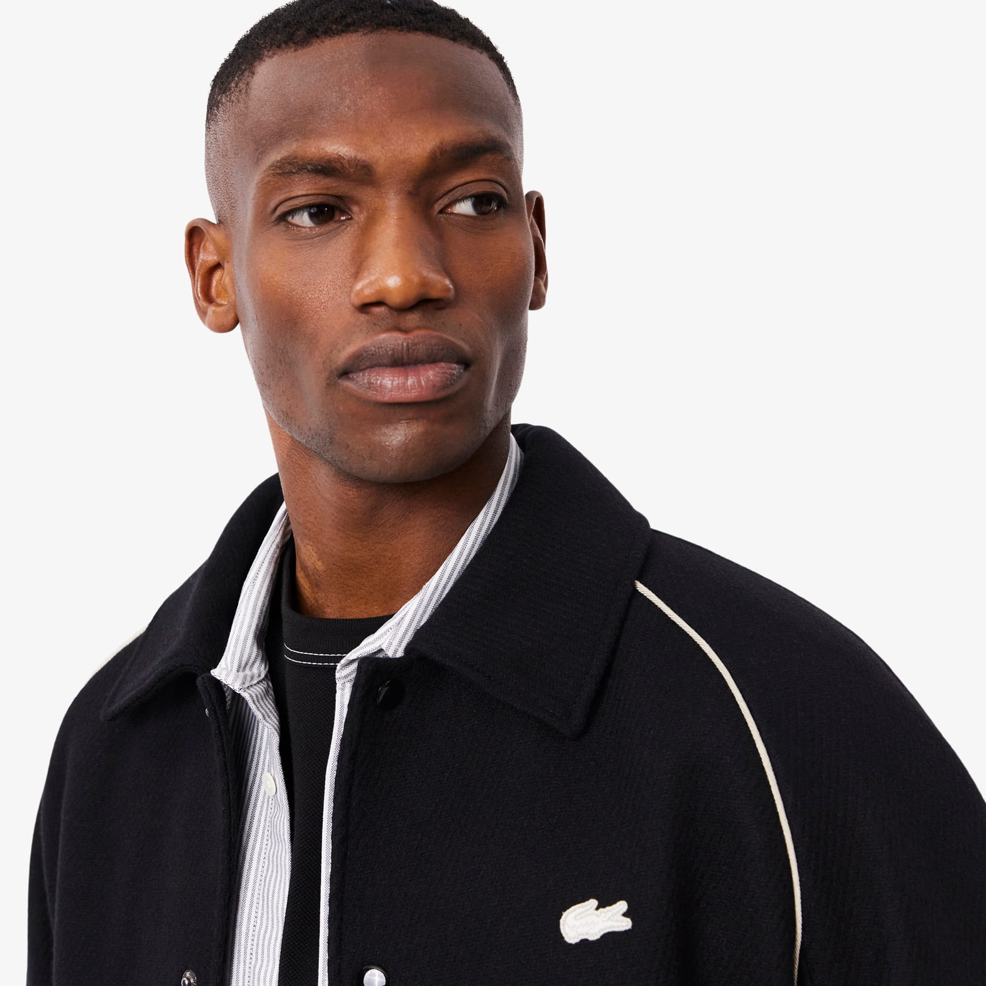 Men's Badge Accent Wool Varsity Jacket - Black