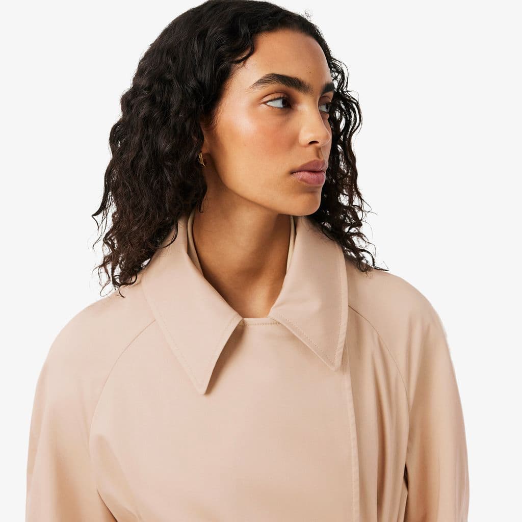 Oversized Water-Repellent Trench Coat - Beige
