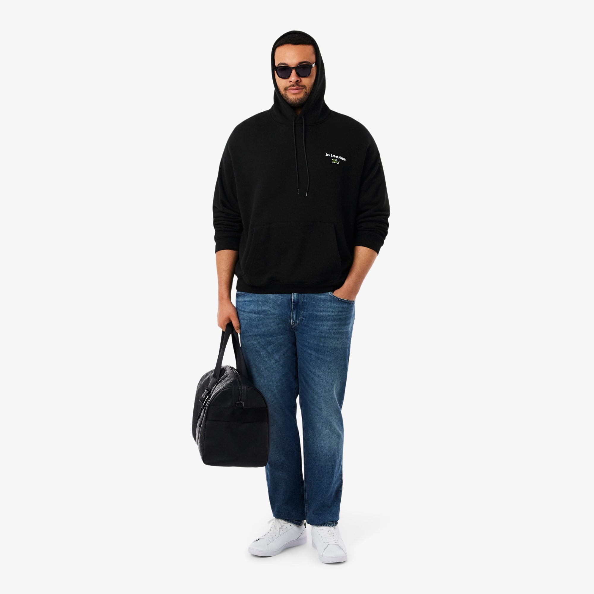 Men's Multi Print Fleece Hoodie - Black