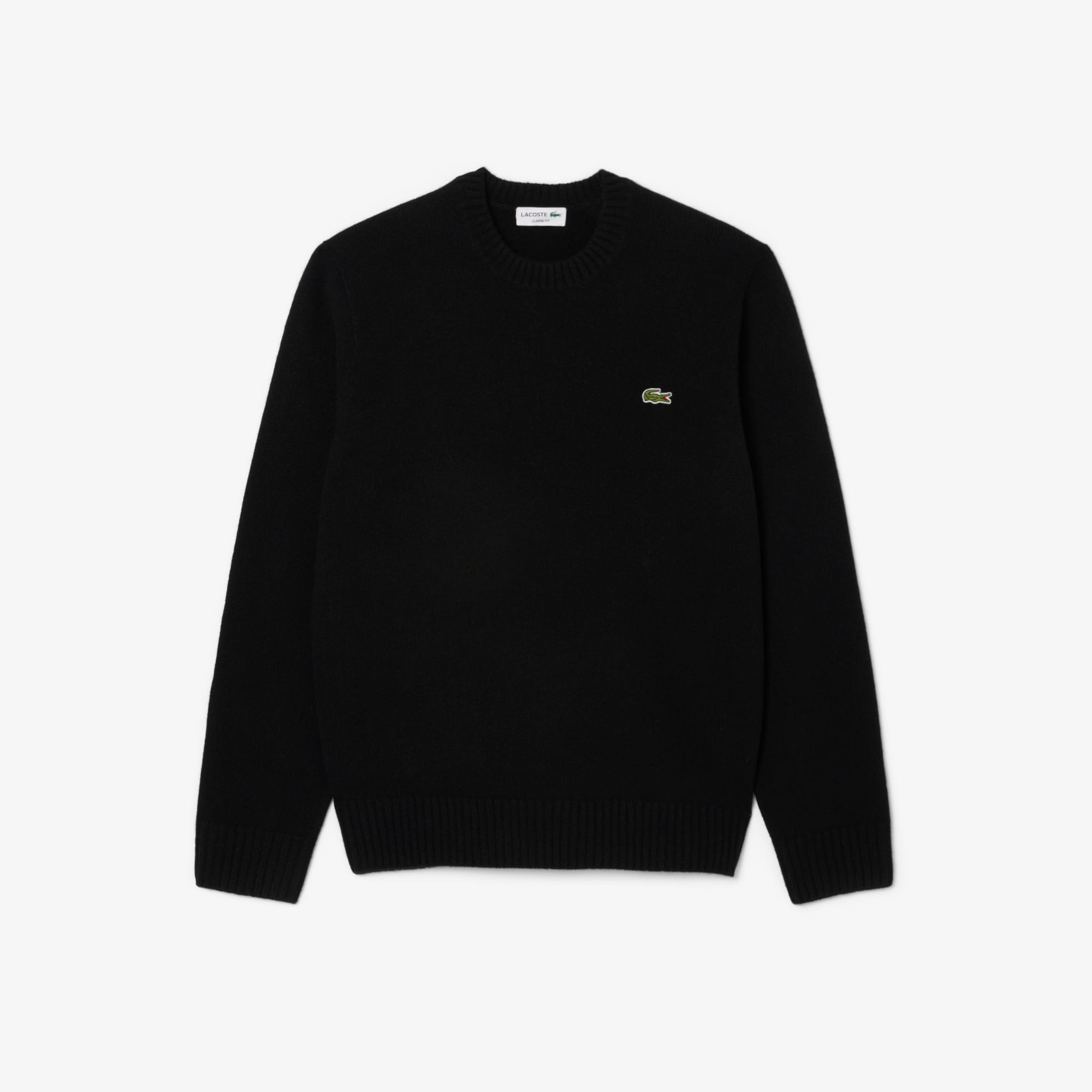Men's 3D Knit Cashmere Crew Neck Sweater - Black
