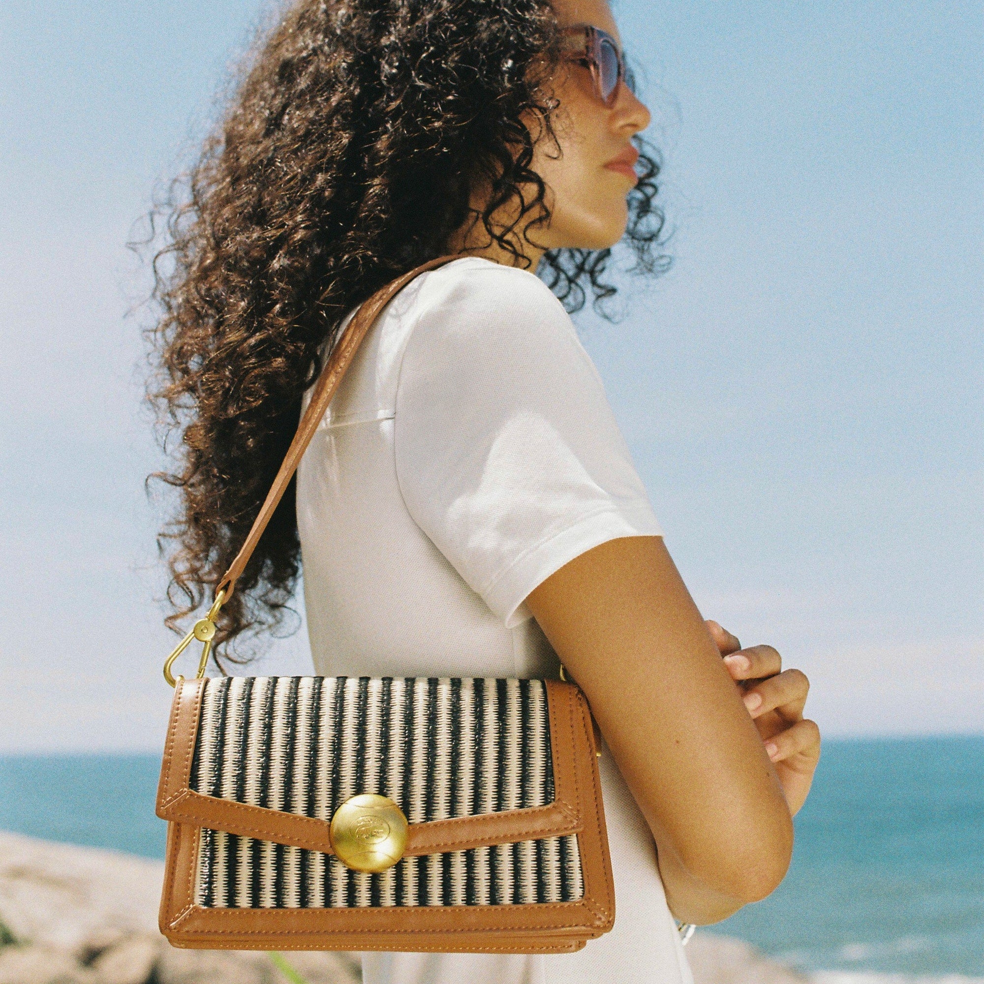 Summer Pack Raffia Shoulder Bag - NATURAL NOIR TAN