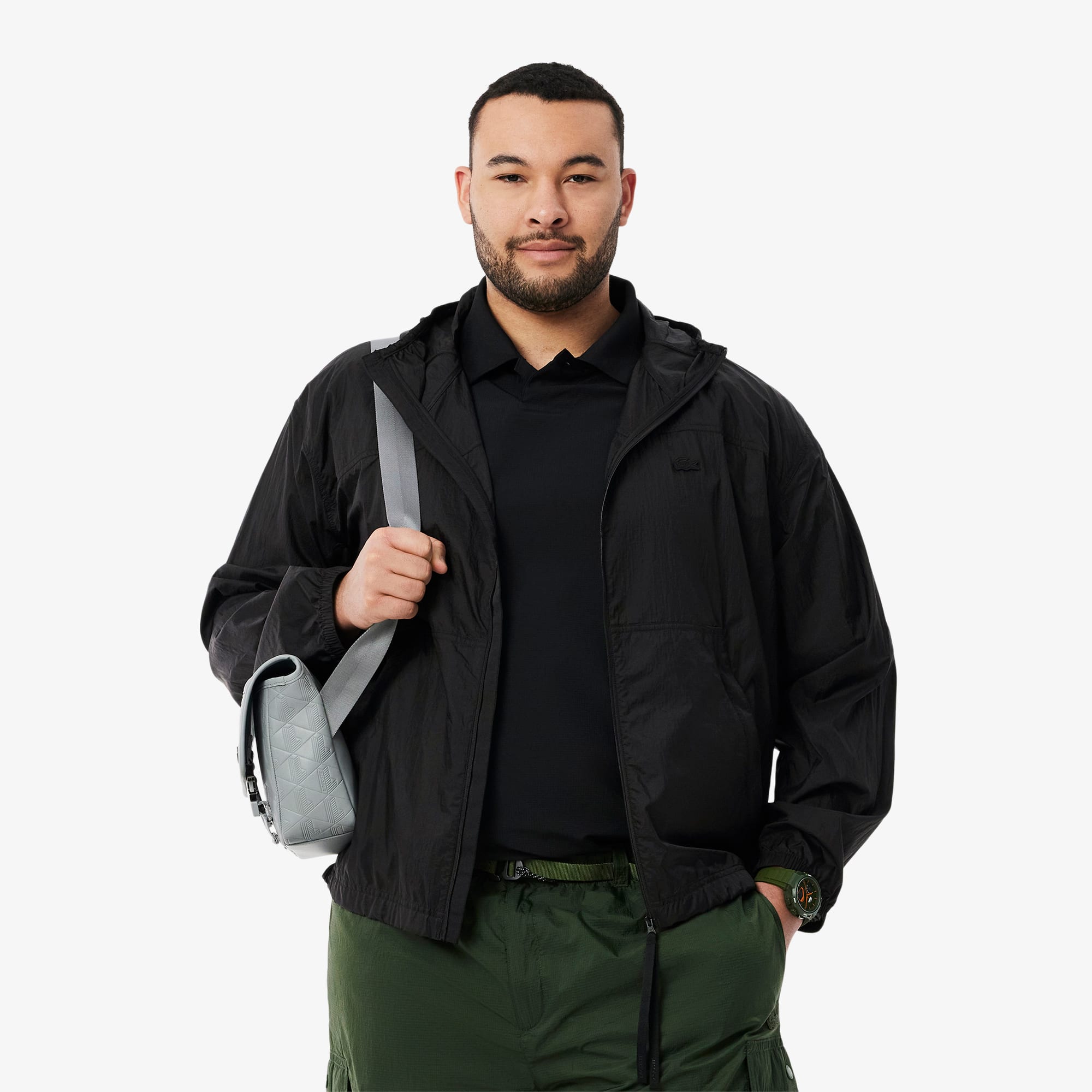 Men's Water-Repellent Nylon Jacket - Black