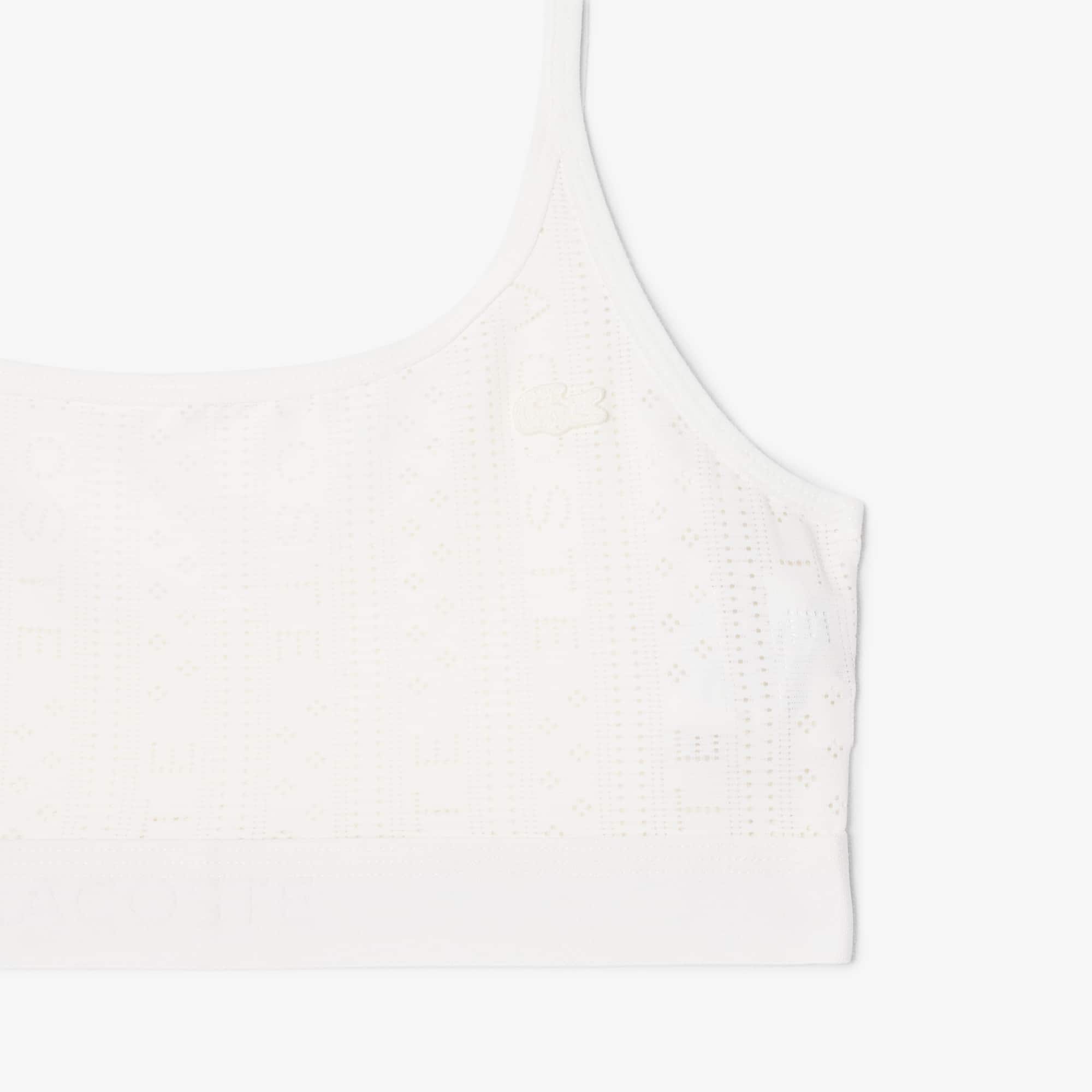 Logo Pointelle Bralette - White