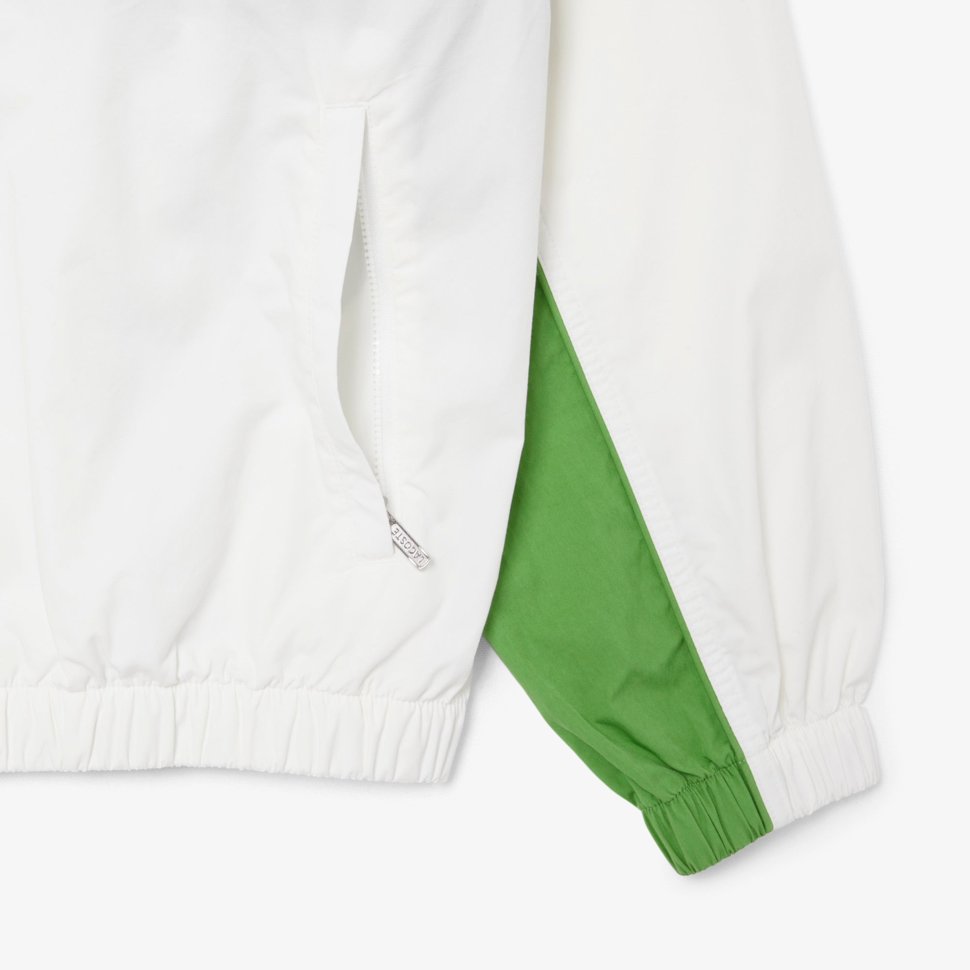 Relaxed Fit Zipped Cotton Twill Jacket - Blanc / Vert