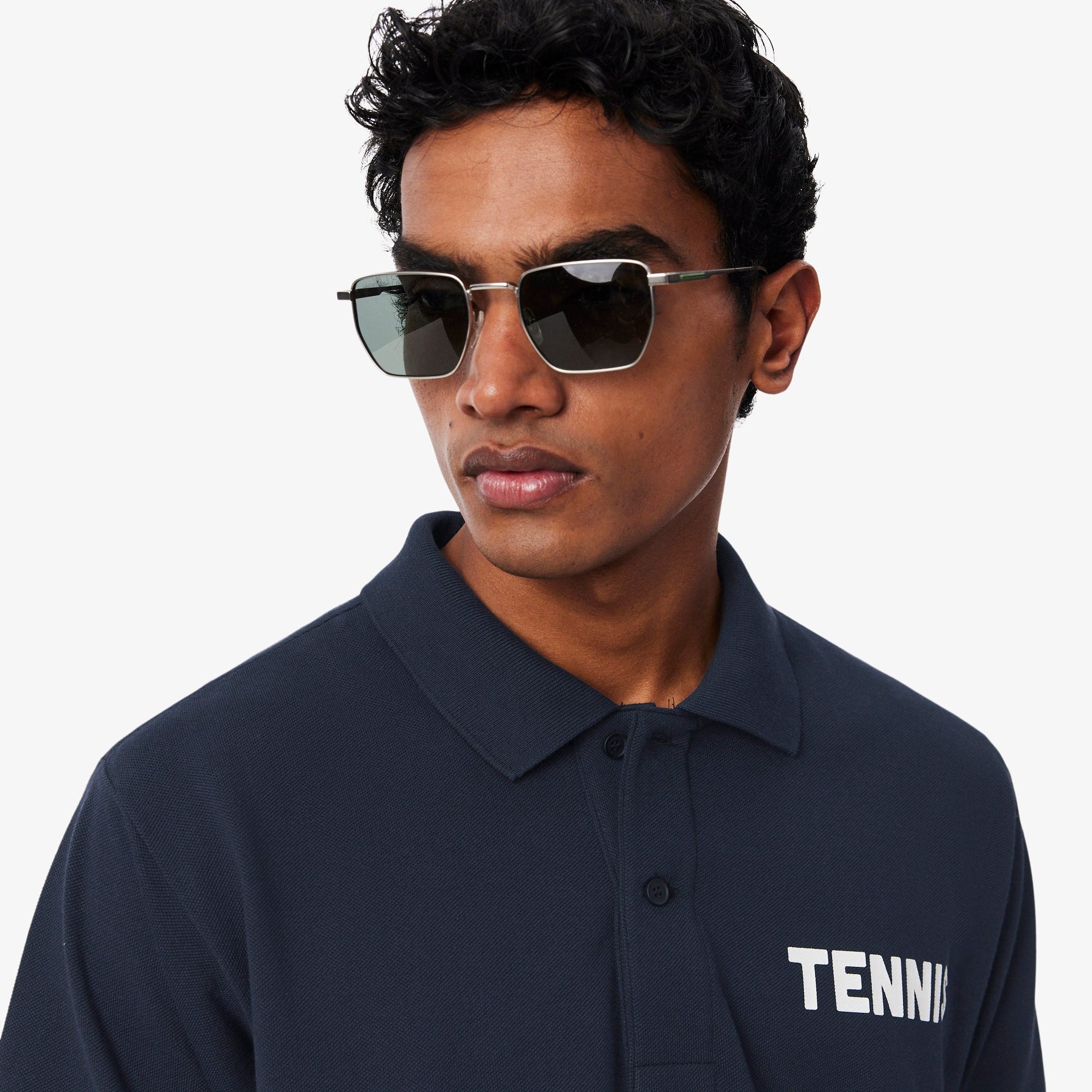 Classic Fit Printed Petit Piqué Polo - Black