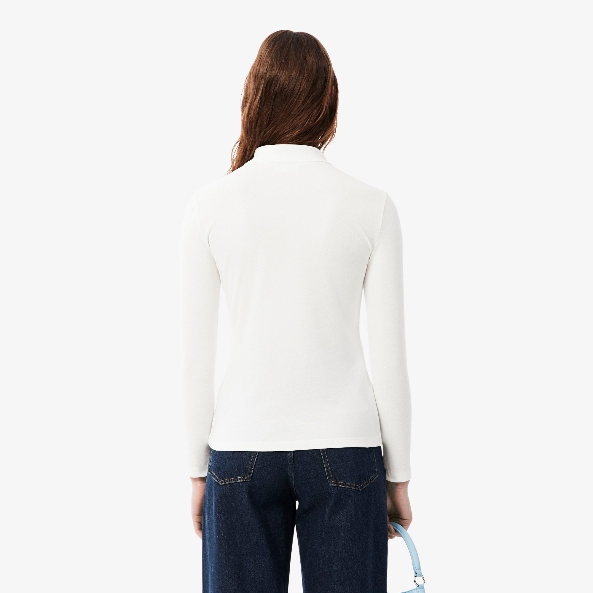 Women's Slim Fit L.12.D Stretch Mini Piqué Polo - White