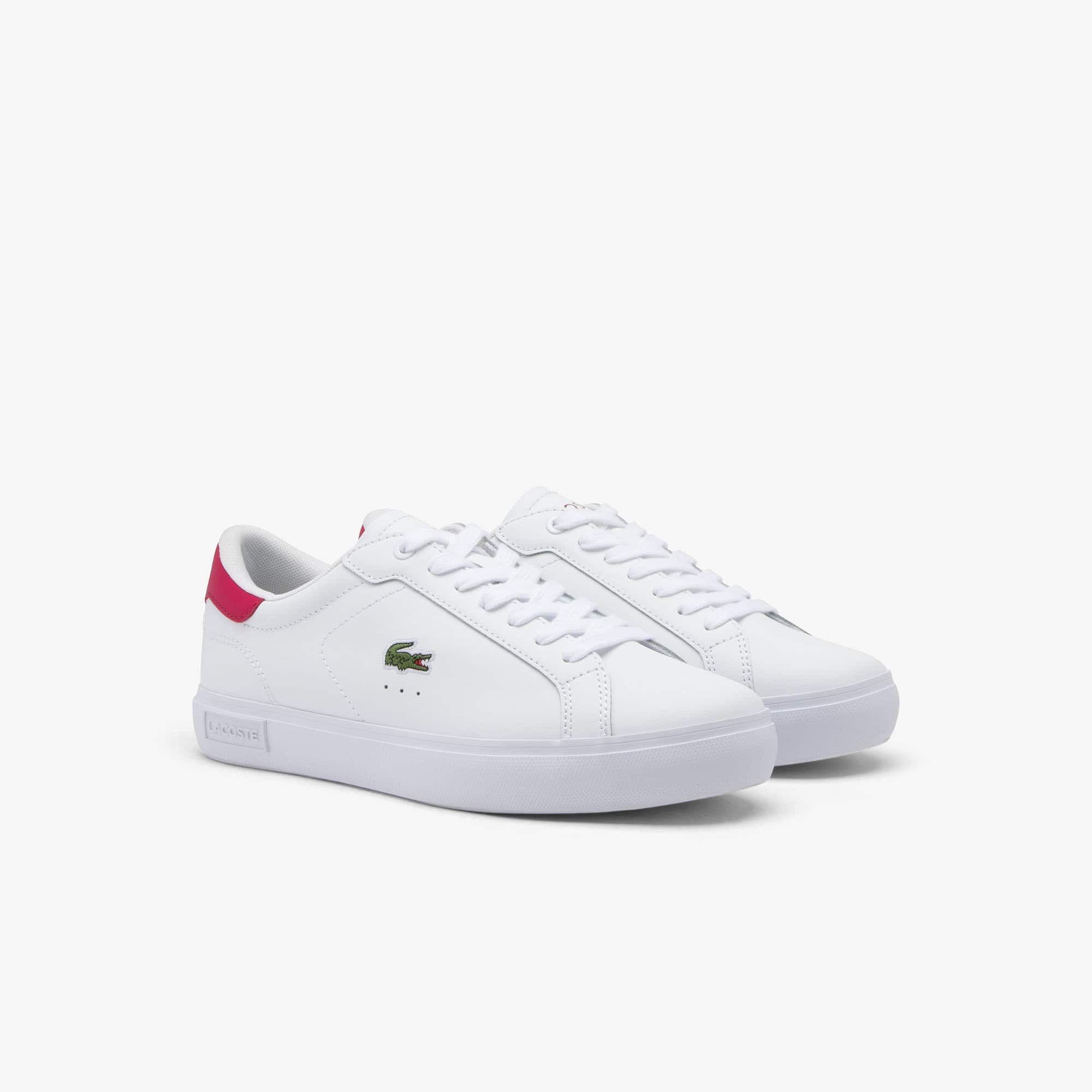 Women's Powercourt Leather Sneakers - WHT/DK PNK
