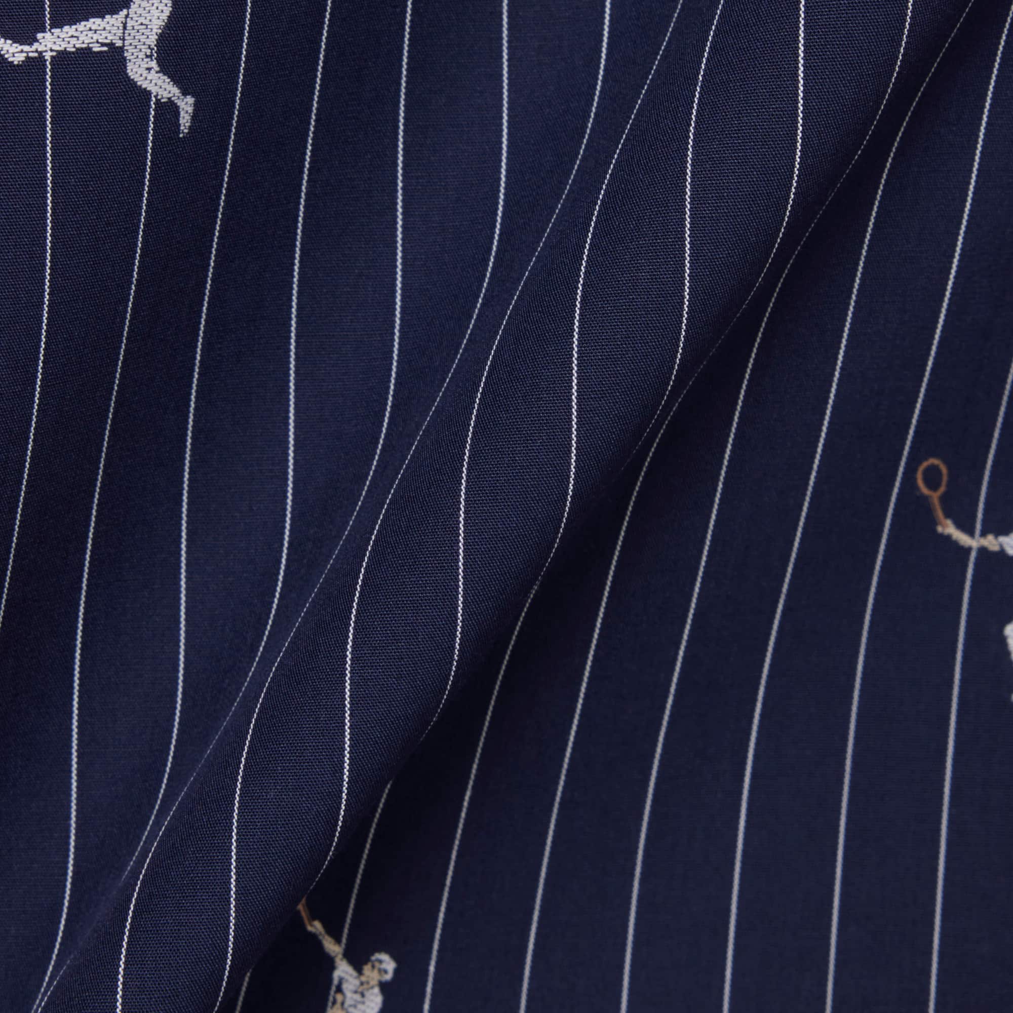 Oversized Shirt with Motifs - Navy Blue / White
