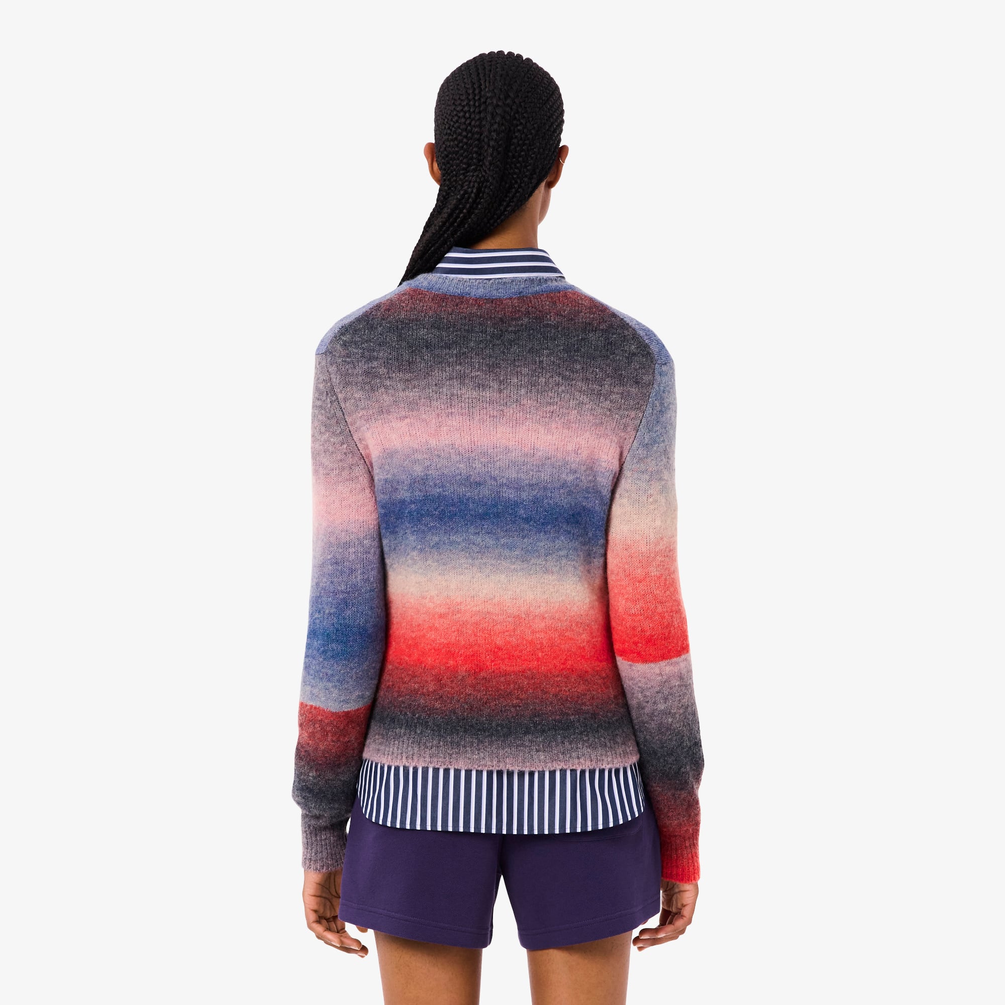 Women's Crew Neck Ombré Sweater - White