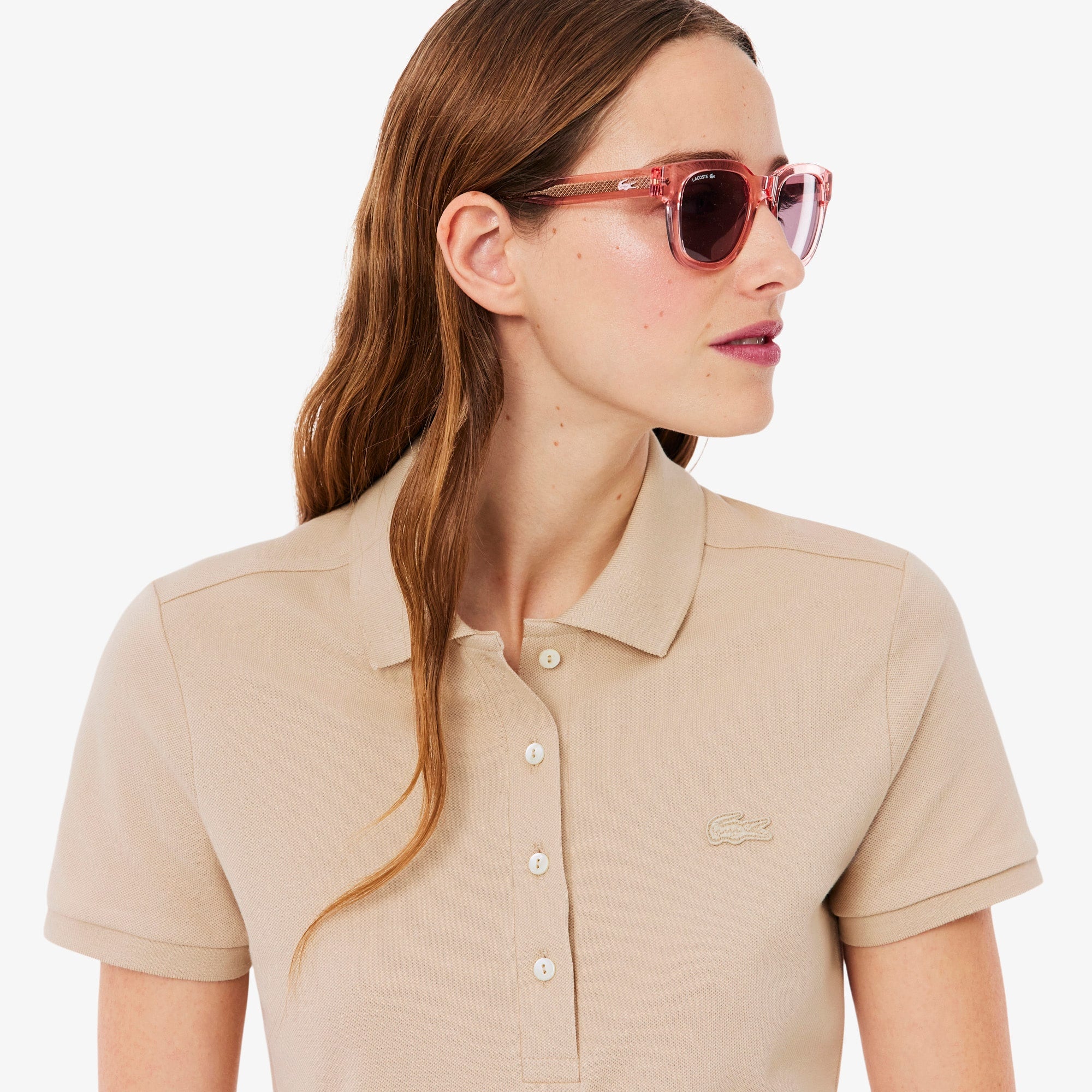 Women's Slim Fit Stretch Mini Piqué Polo Dress - Beige