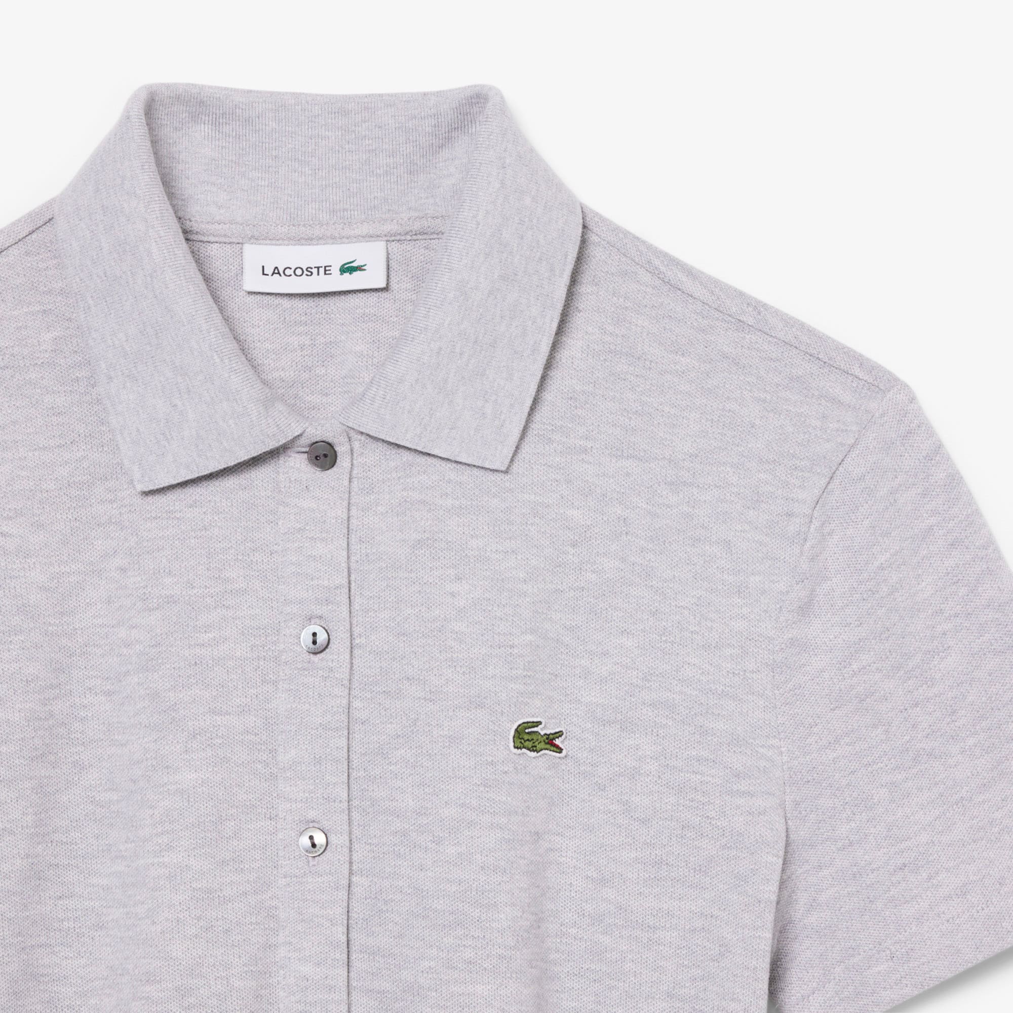 Stretch Piqué Polo Collar Romper - Grey Chine