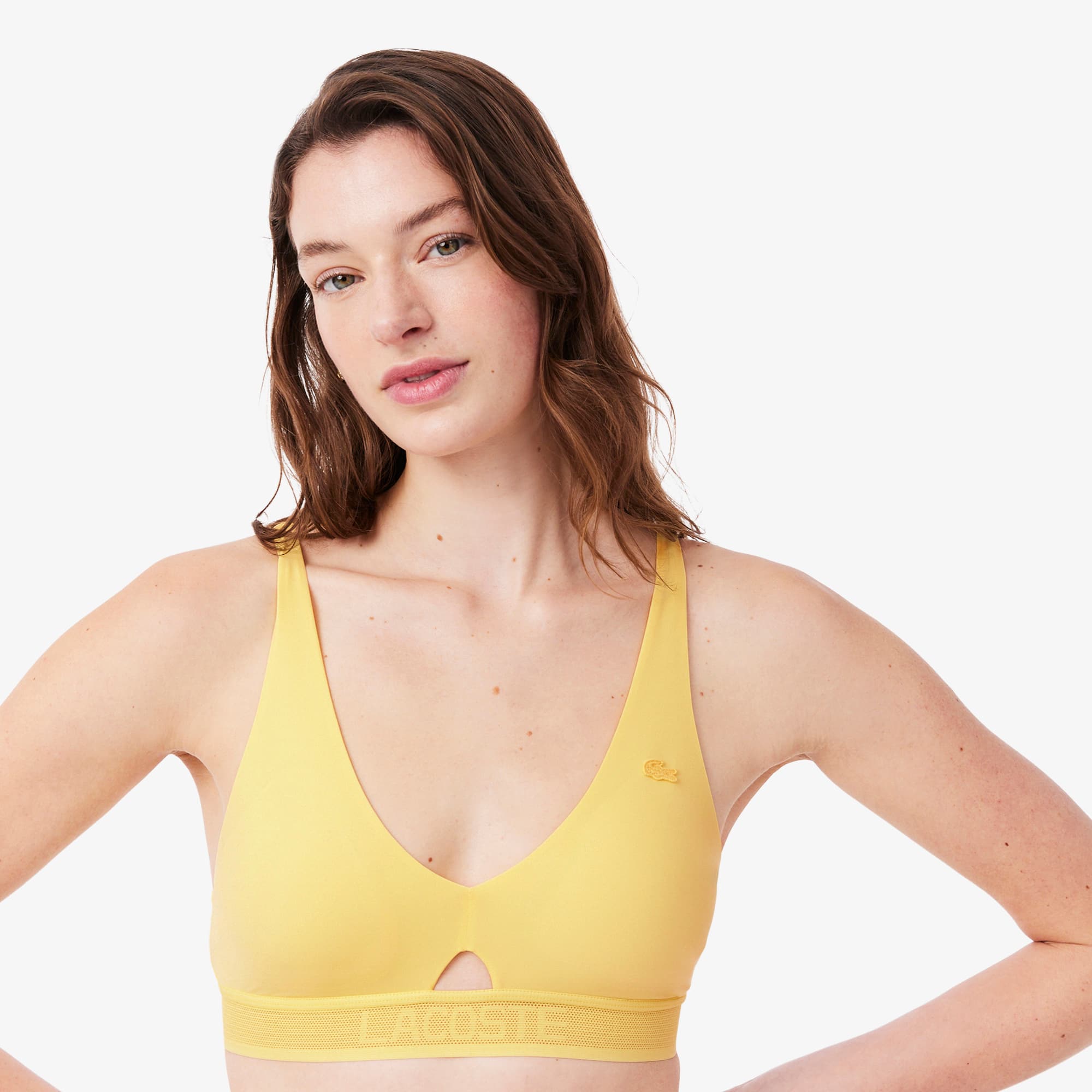 Perforated Band Microfiber Bra - Pastel yellow