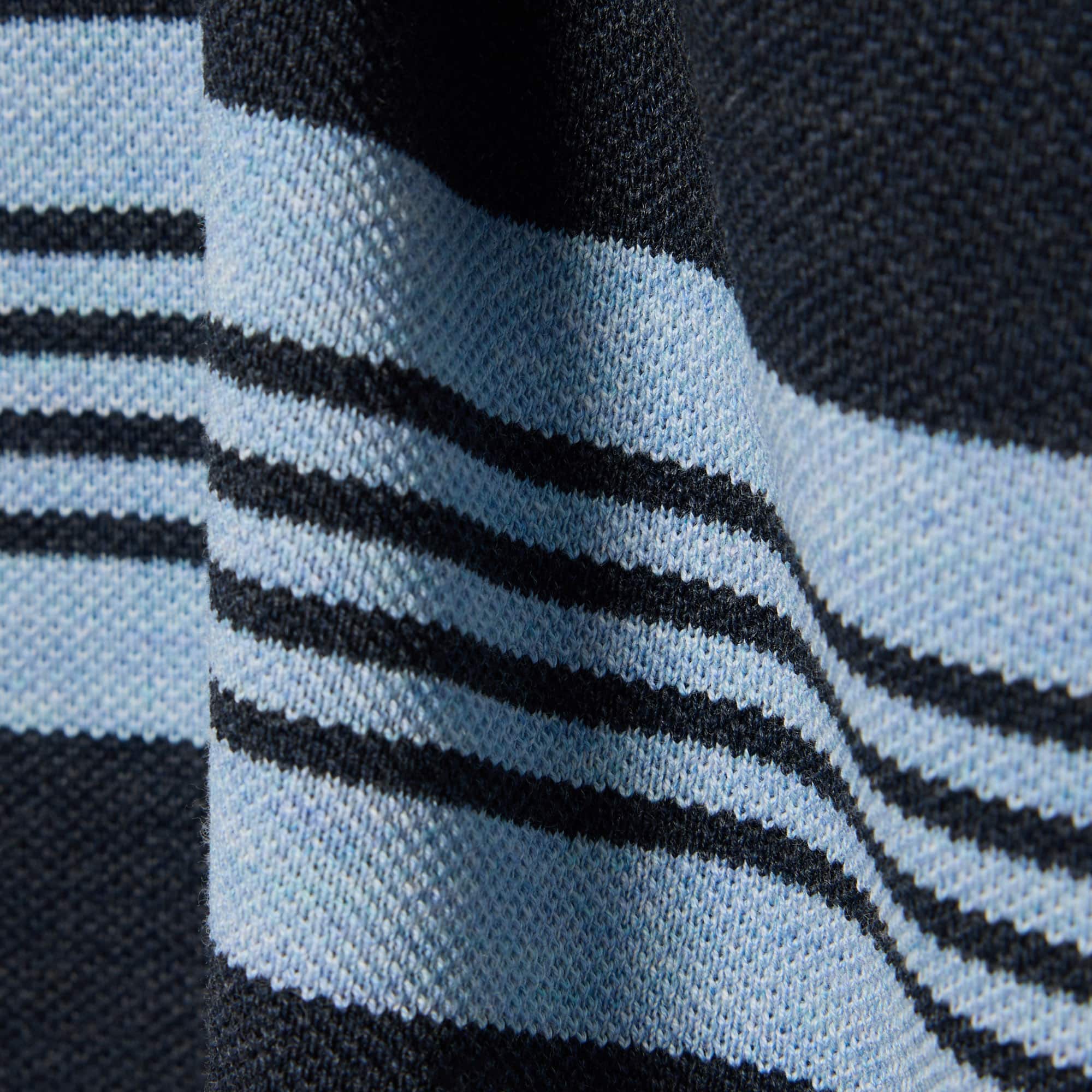 Relaxed Fit Striped Piqué Rugby Polo - Bleu Chine / Gris Chine