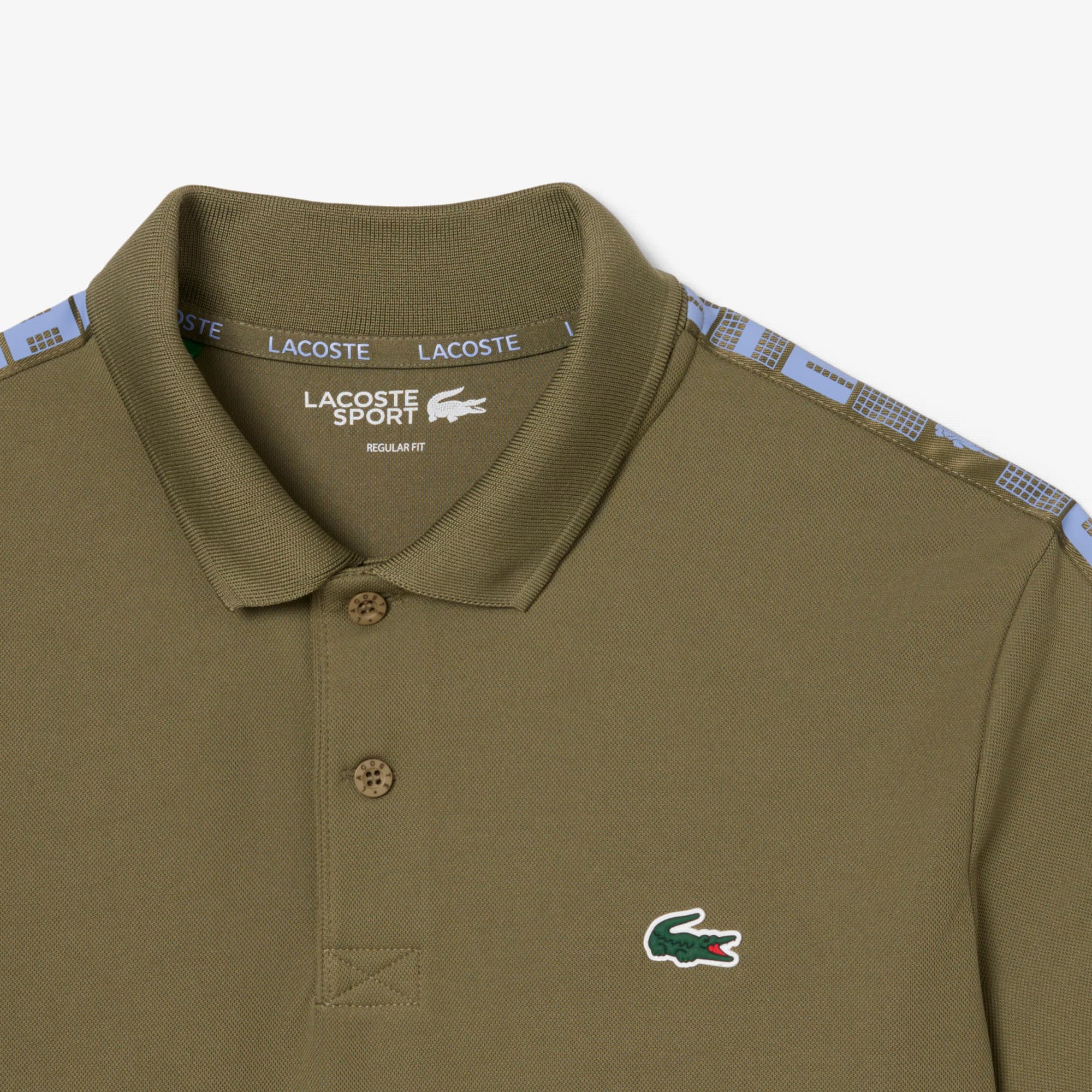 Men's Ultra Dry Branded Stripe Tennis Polo - Khaki Green