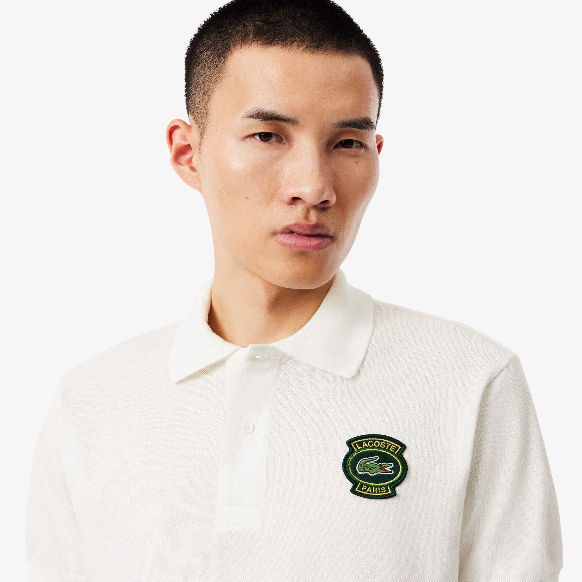 Men's Classic Fit Petit Piqué Badge Polo - White