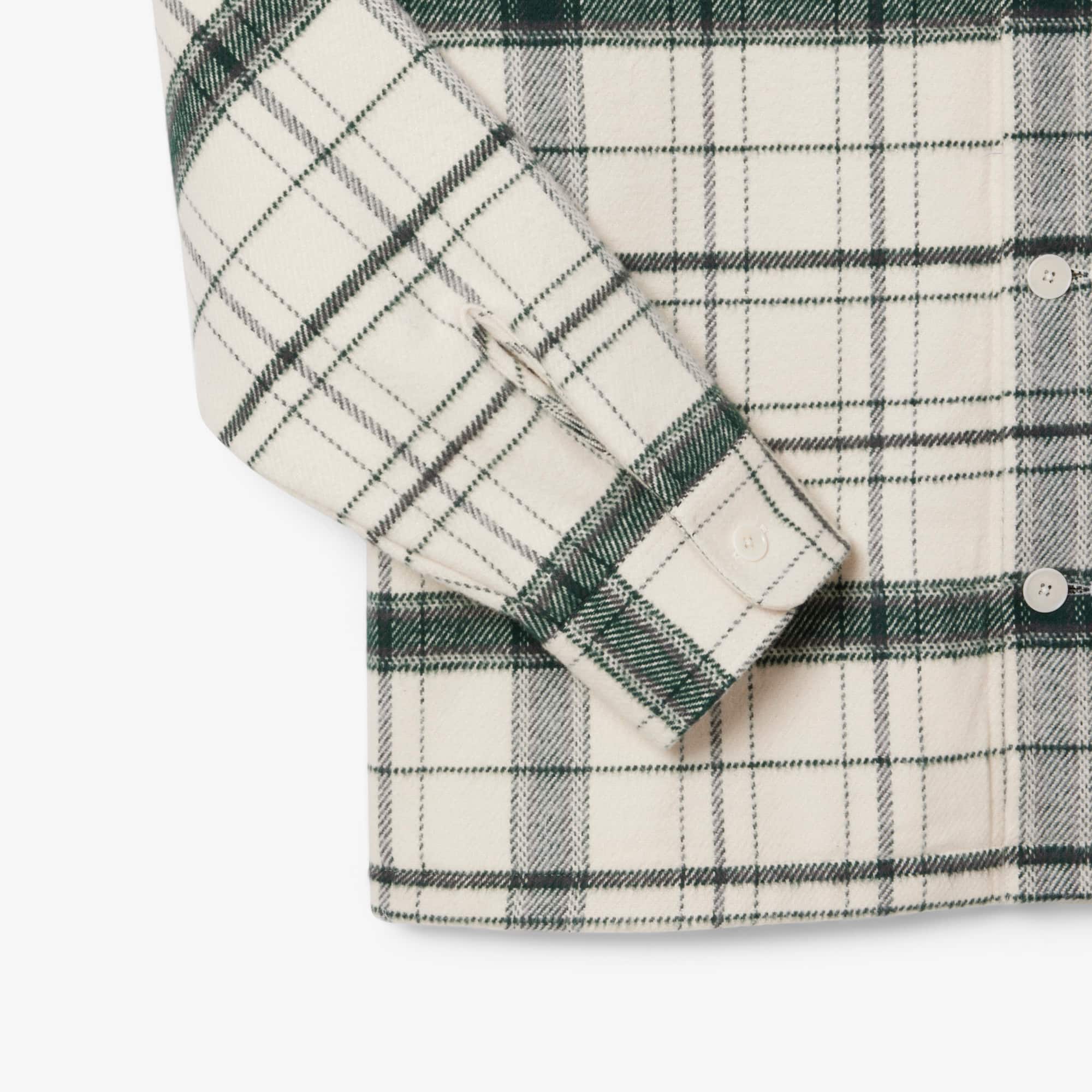 Men's Cotton Plaid Overshirt - White / Green / Grey Chine