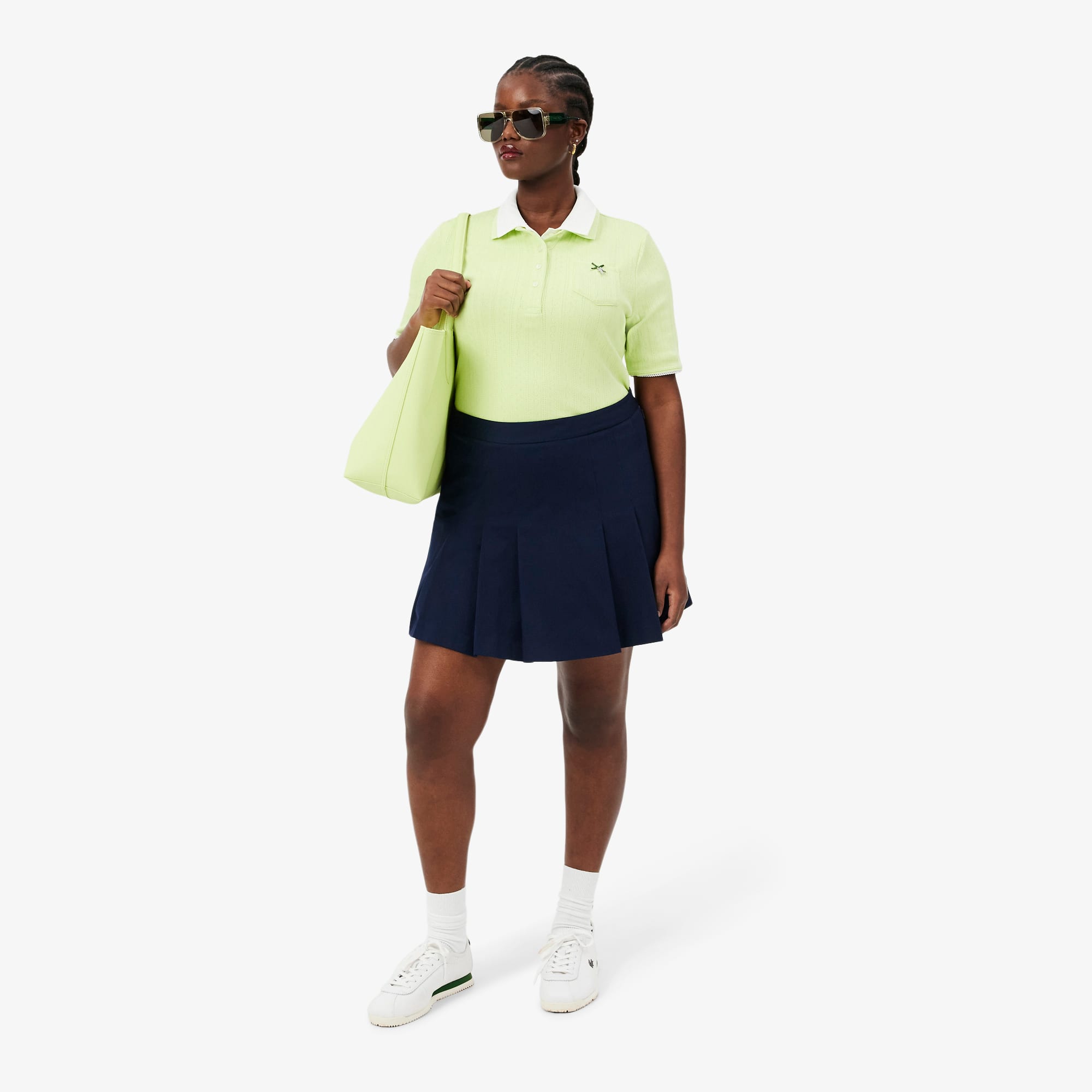 Women's Slim Fit Pointelle Branded L.12.D Polo - Green
