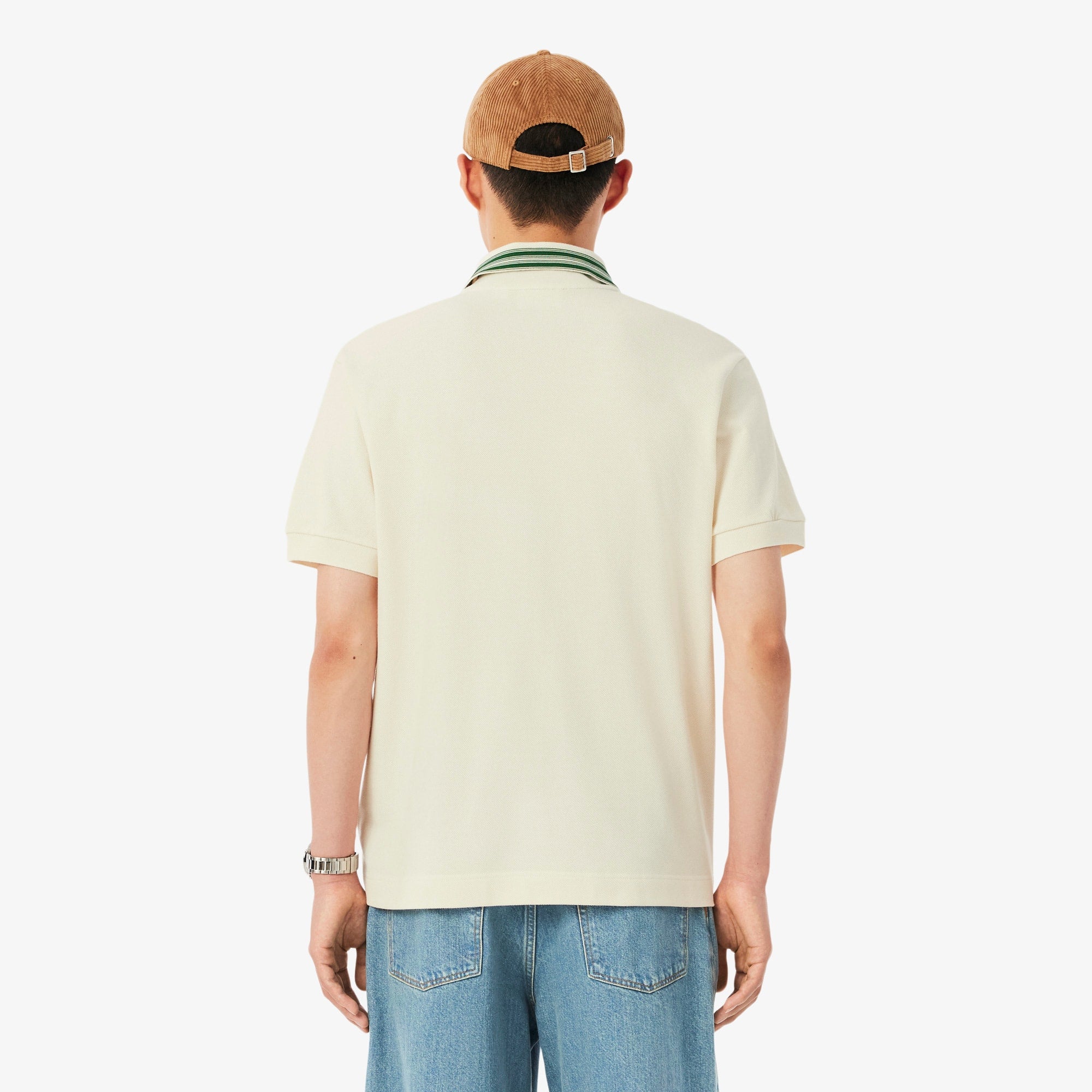 Men's Made In France Classic Fit Stripe Collar Polo - Cream