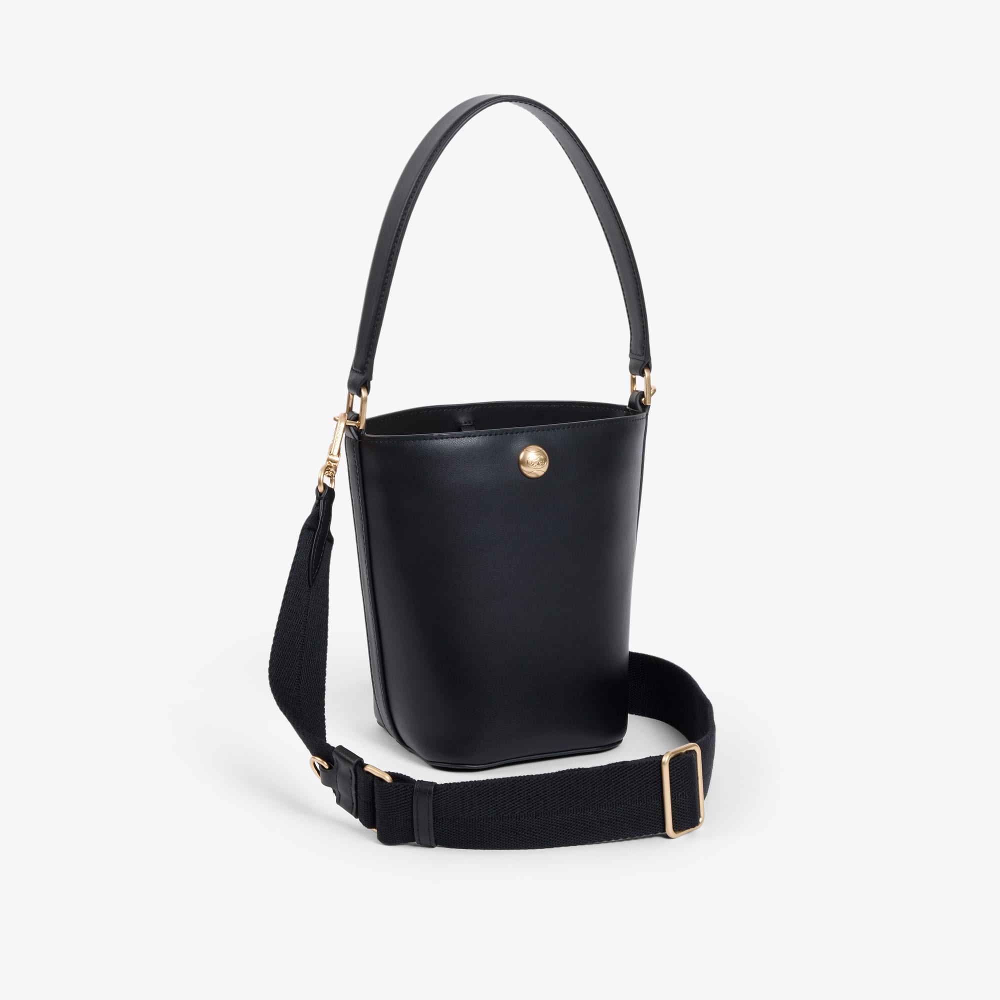 Small Tennis Bliss Leather Bucket Bag - Black