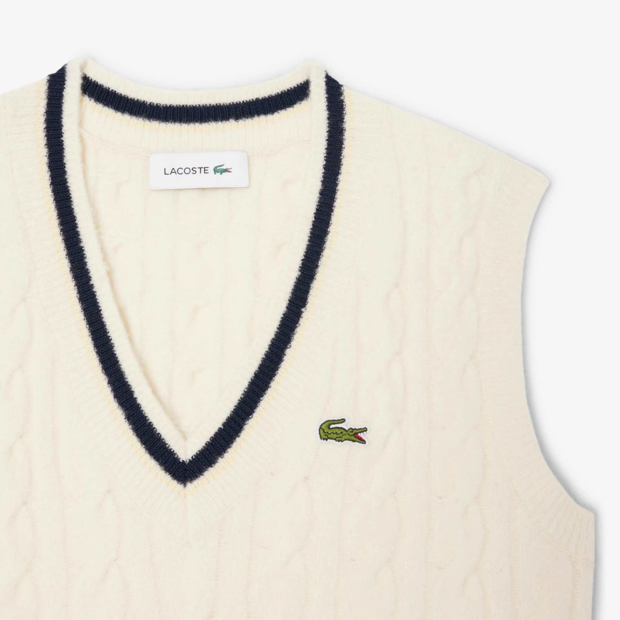 Women's Cable Knit Wool Sweater Vest - Cream