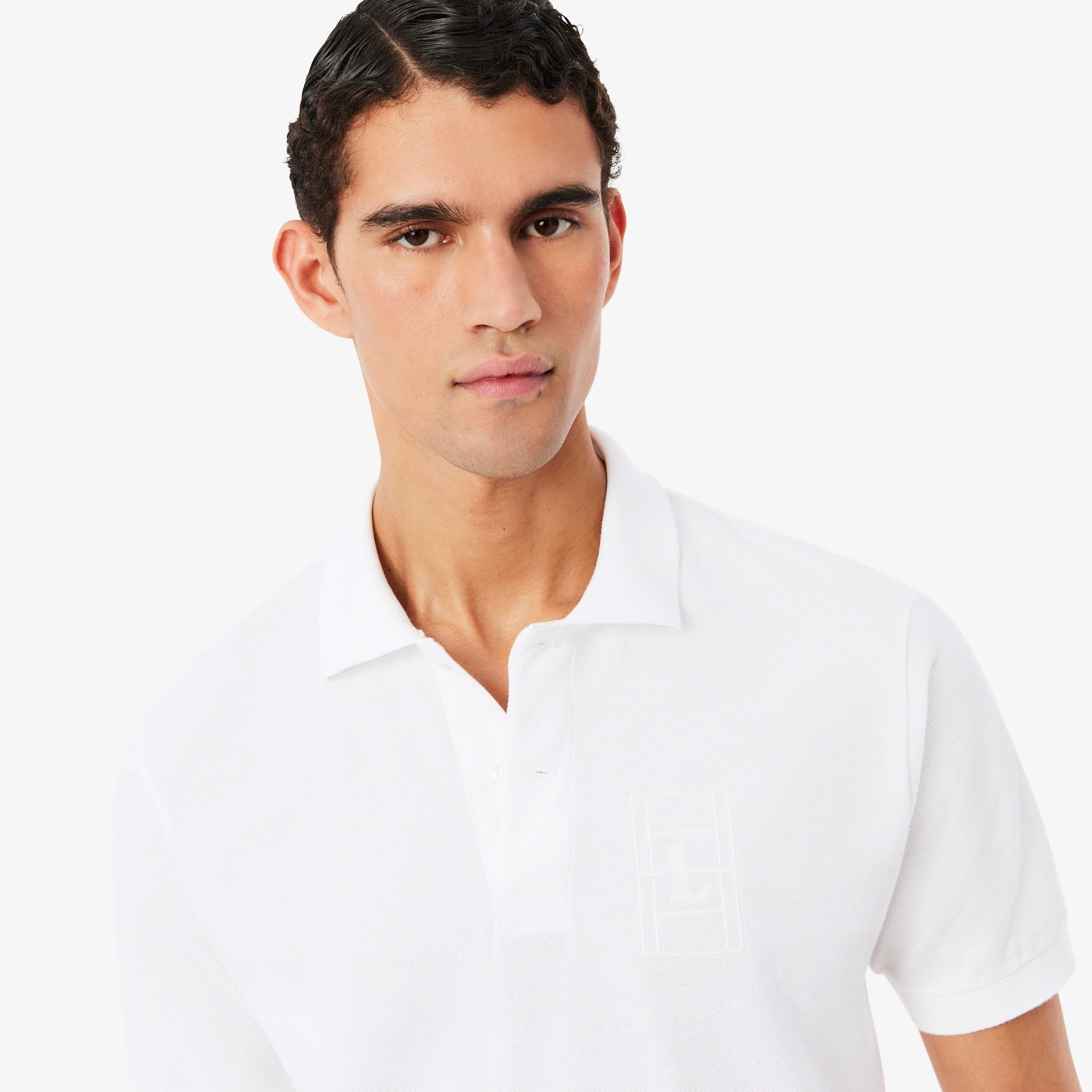Classic Fit Embroidery Detail Petit Piqué Polo - White