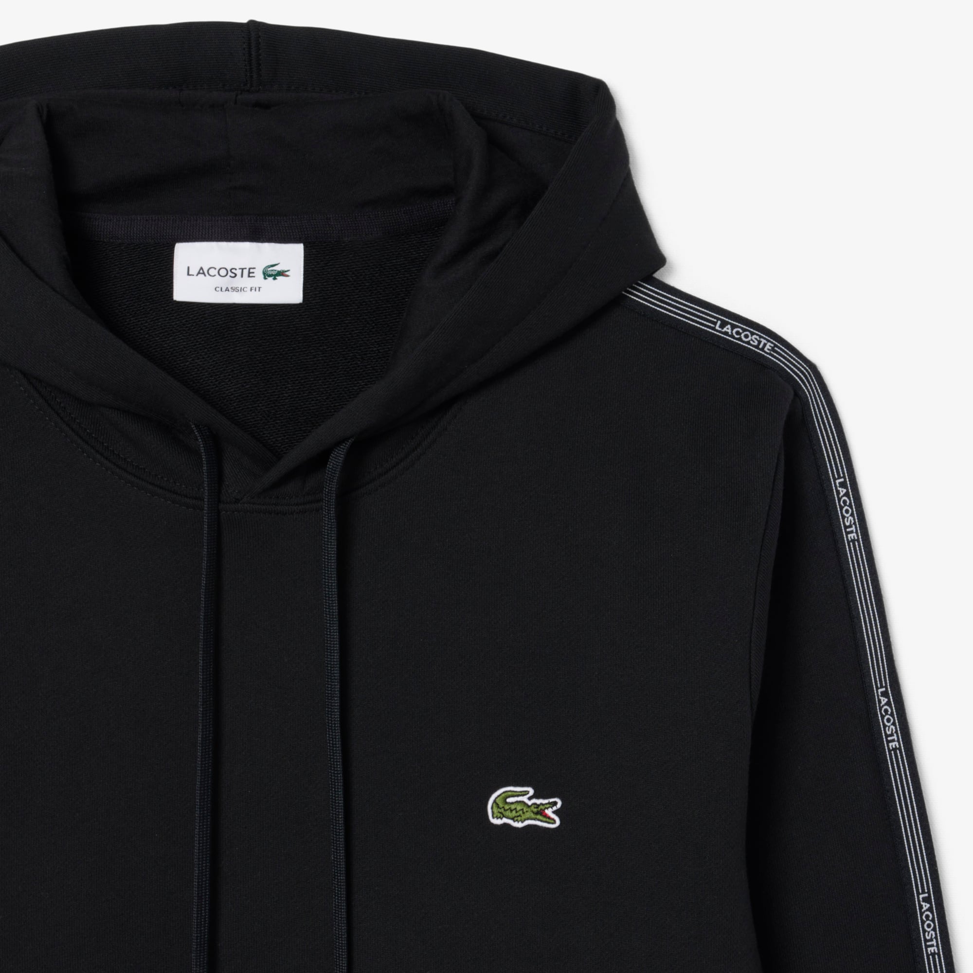 Logo Stripe Zipped Hoodie - Black