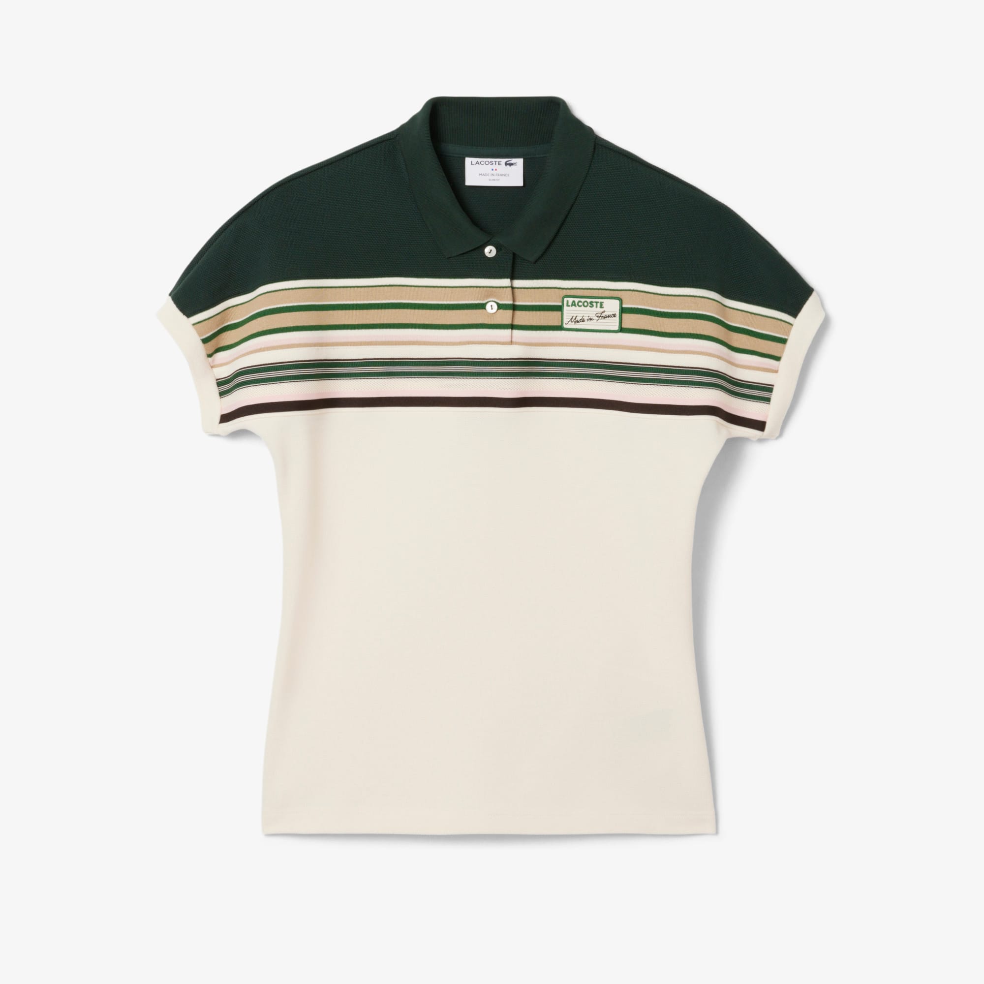 Women's Made In France Slim Fit Striped Polo - White / Green