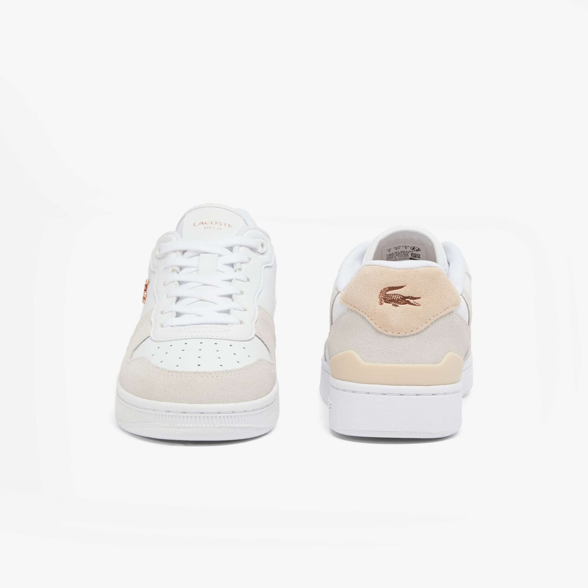 Women's T-Clip Set Leather Sneakers - WHT/LT PINK
