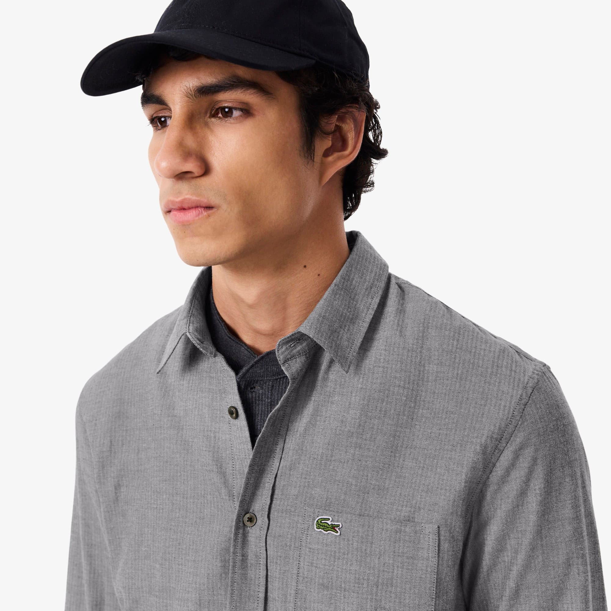 Men's Regular Fit Cotton Shirt - Navy Blue / White