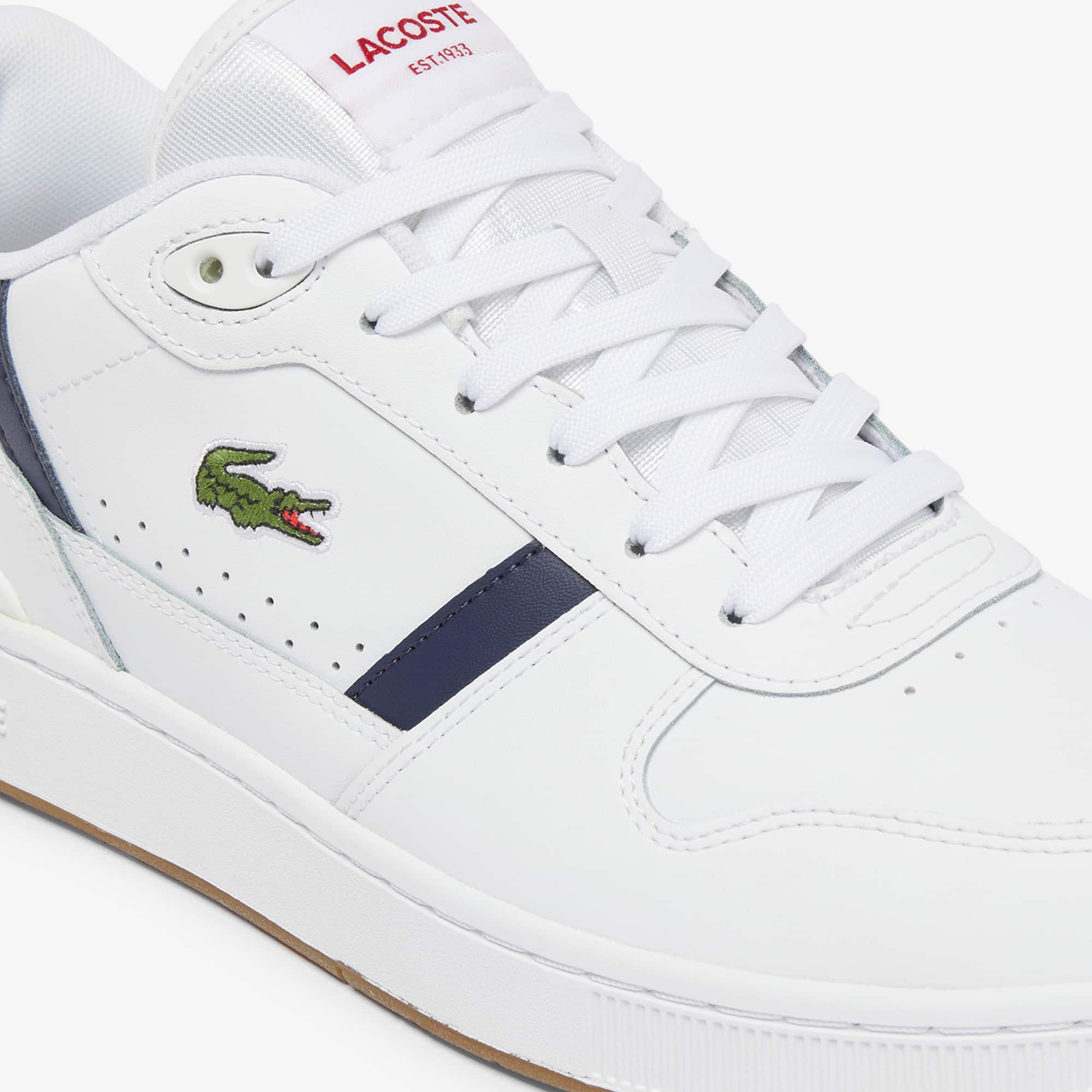 Men's T-Clip Set Leather Sneakers - WHT/NVY/RED