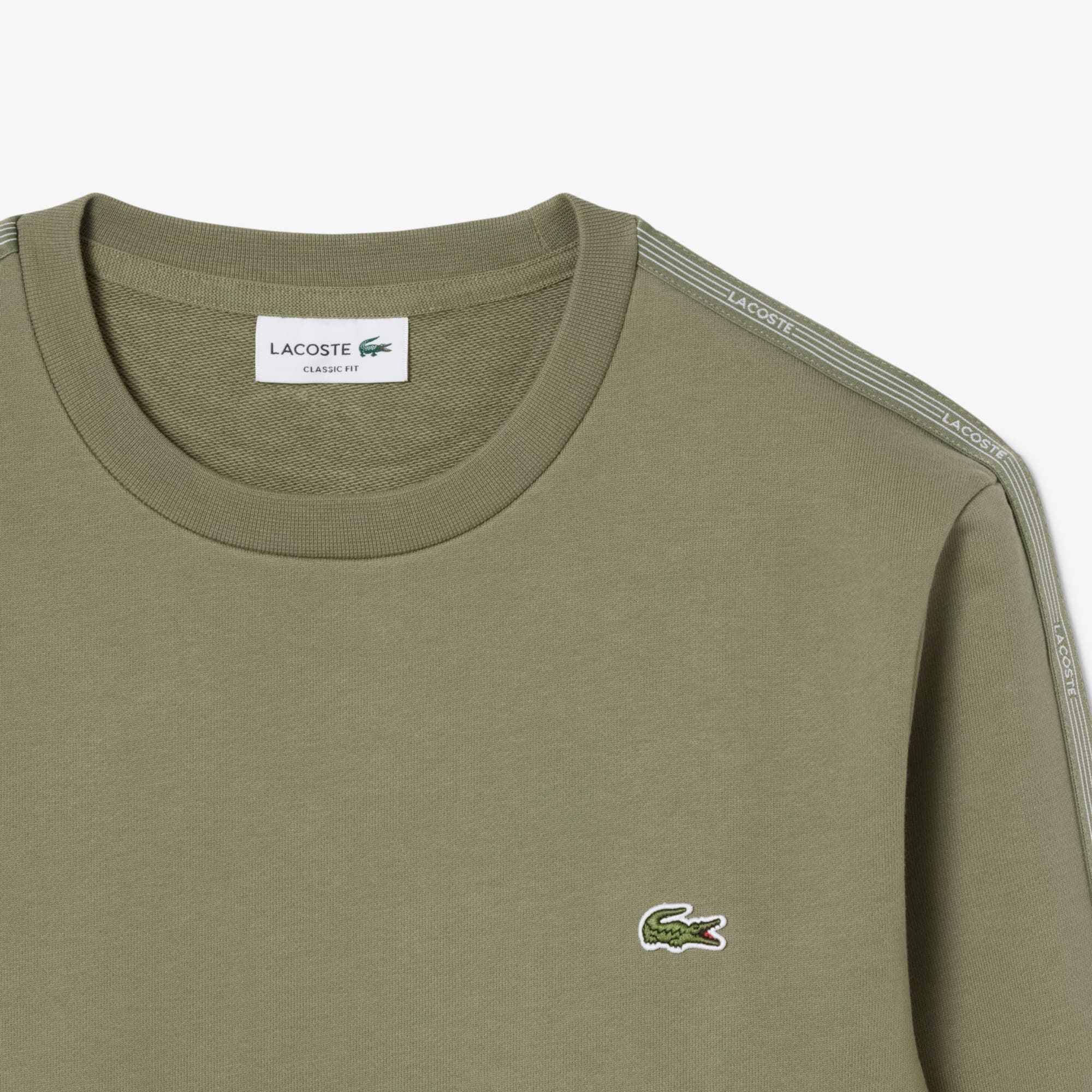 Stripe Band Fleece Sweatshirt - Khaki Green