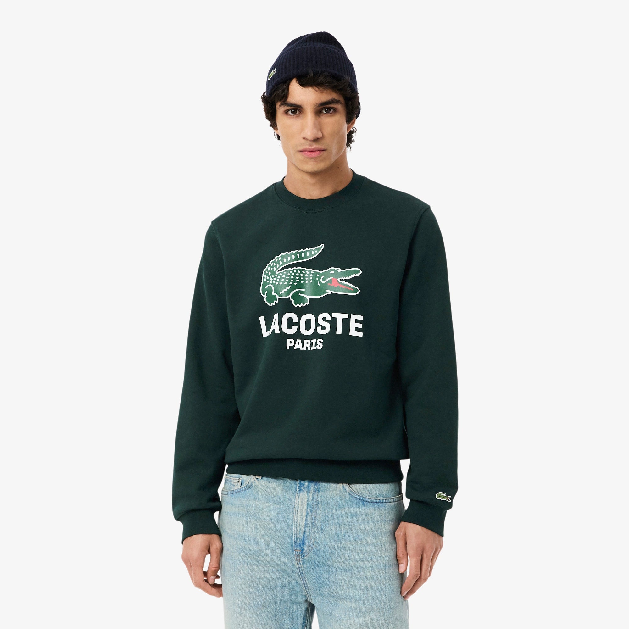 Men's Classic Fit Printed Crew Neck Sweatshirt - Forest green