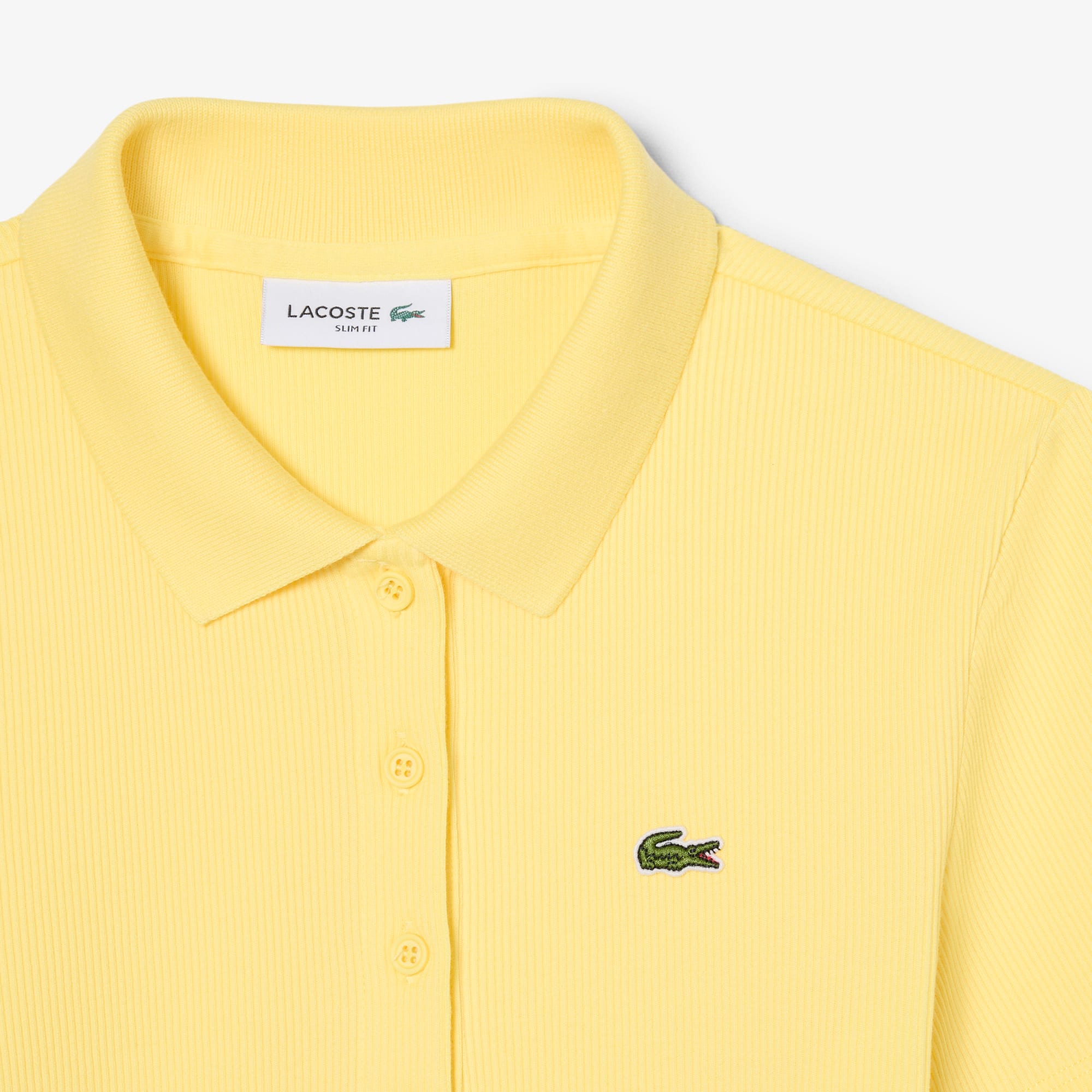 Women's Slim Fit L.12.D Ribbed Cotton Polo - Pastel yellow