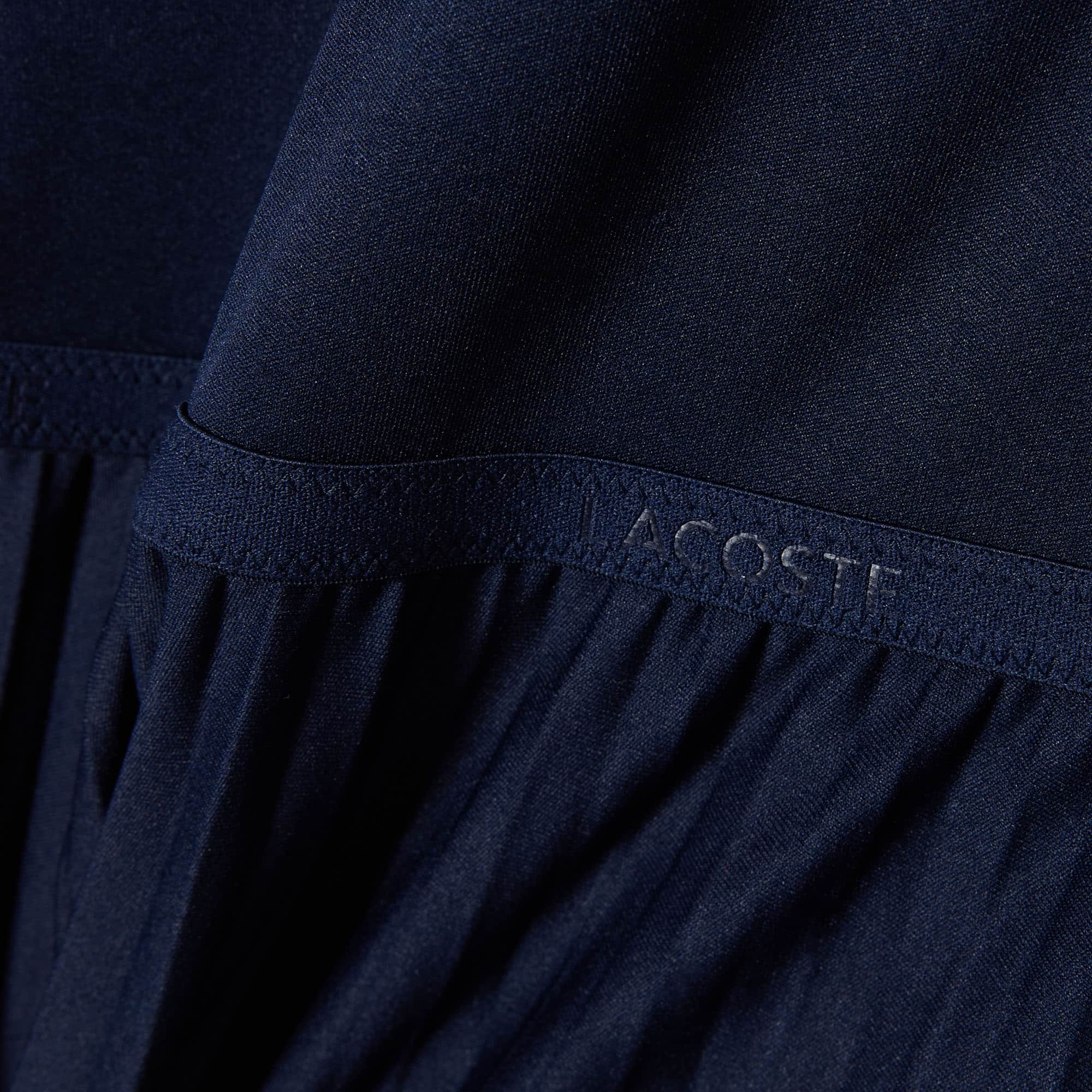 Long Sleeveless Pleated Dress - Navy Blue
