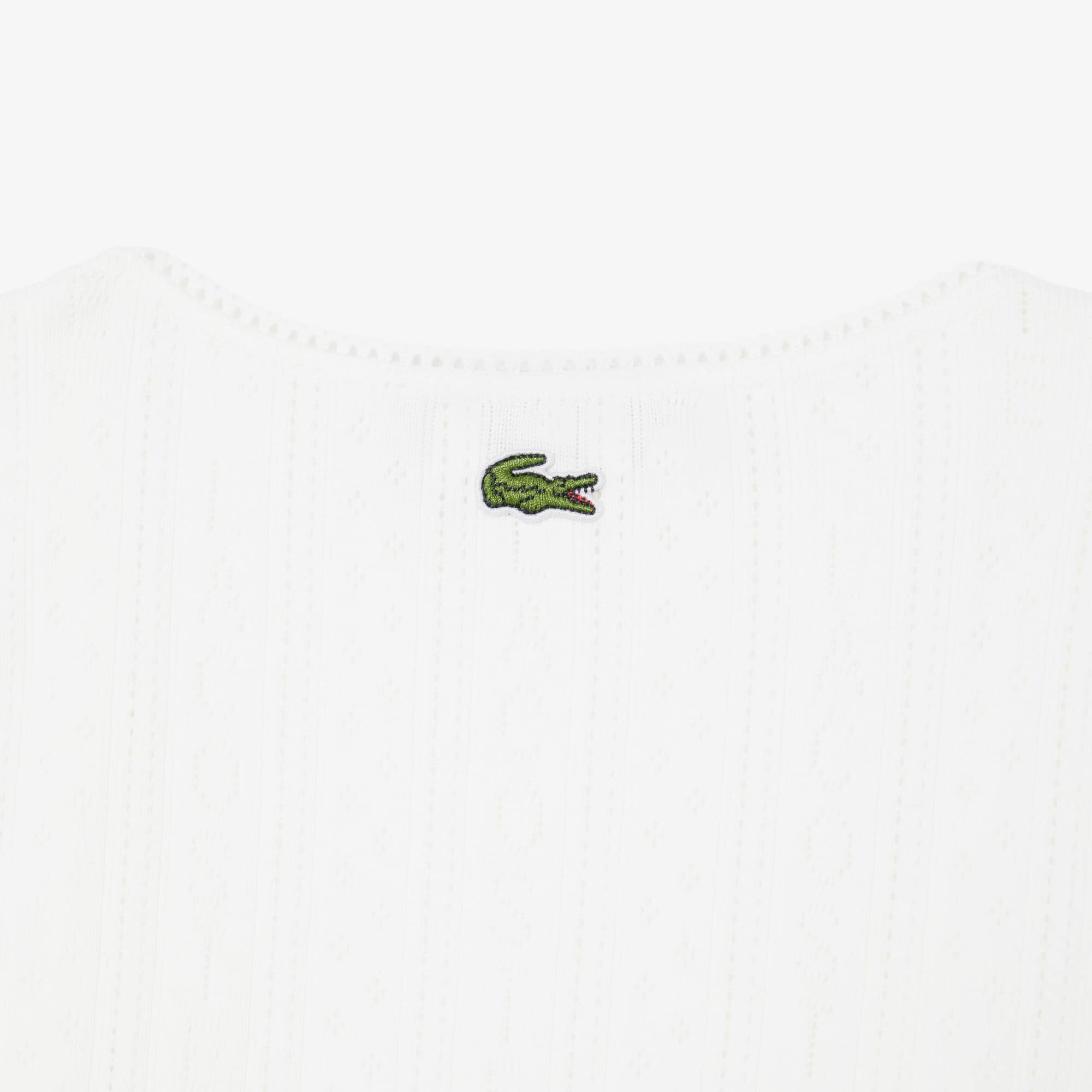 Women's Slim Fit Pointelle Knit Cotton Tank Top - White